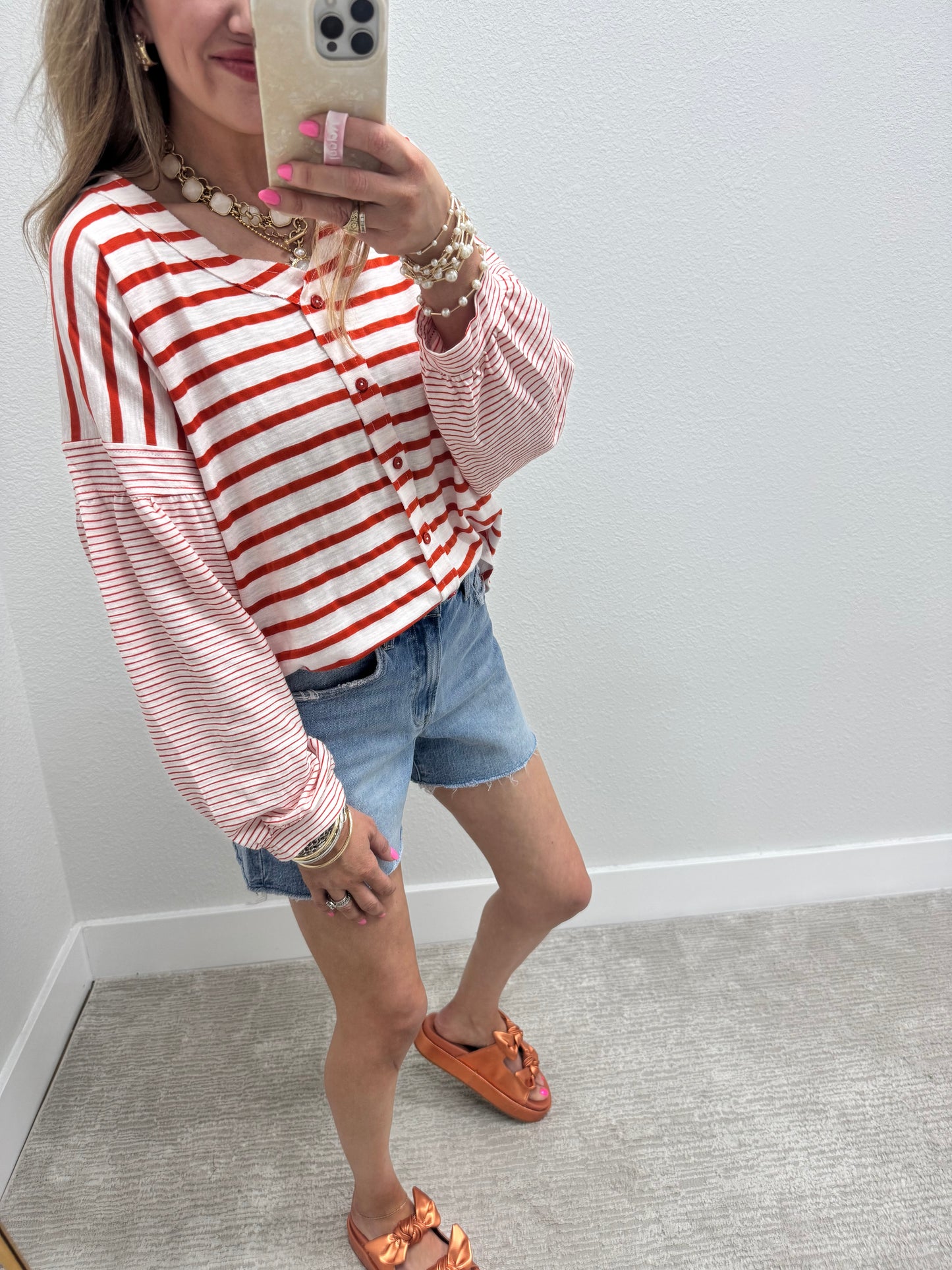 Orange and White Striped Top