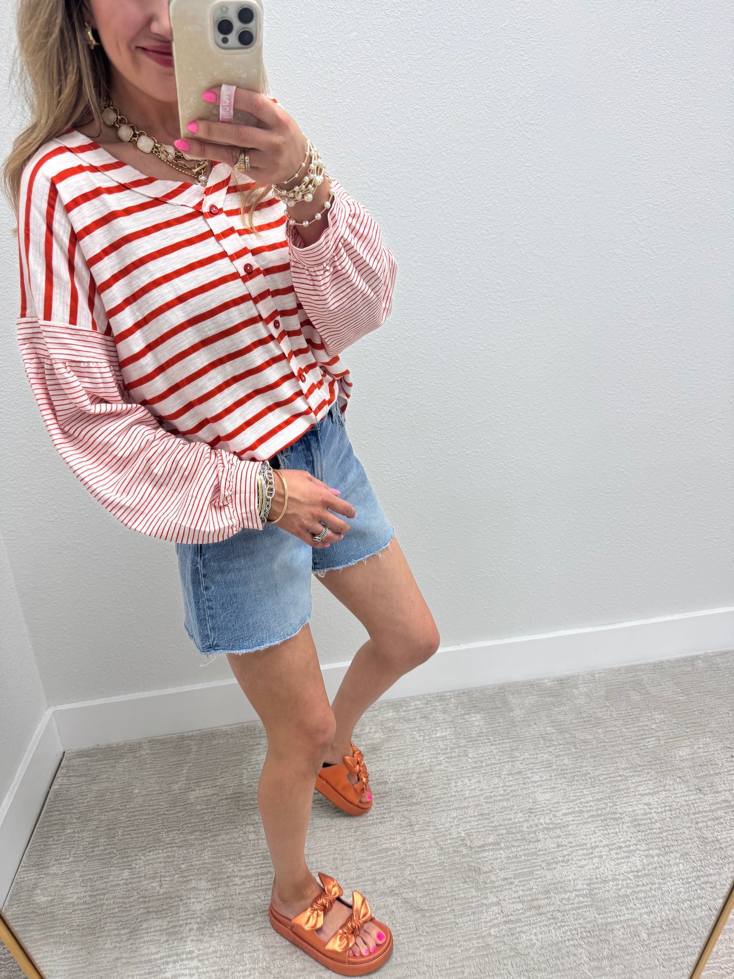 Orange and White Striped Top
