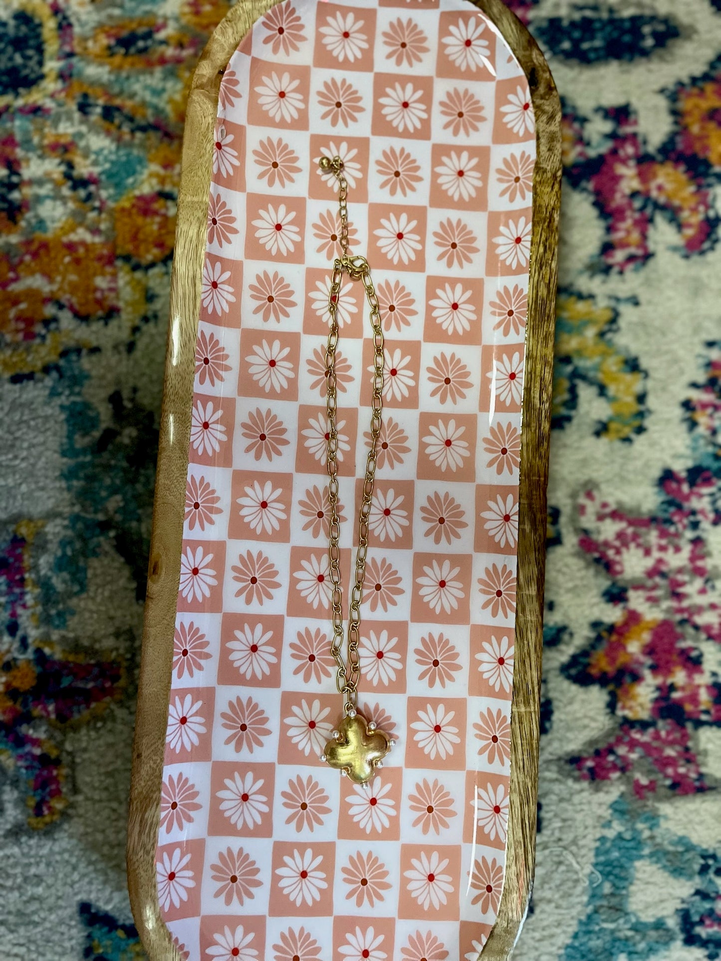 Vintage Puffy Clover Necklace
