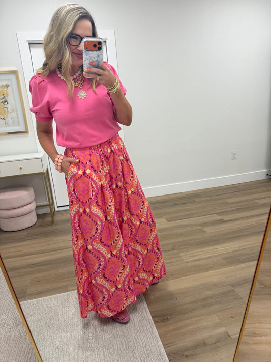 Coral Floral Pants