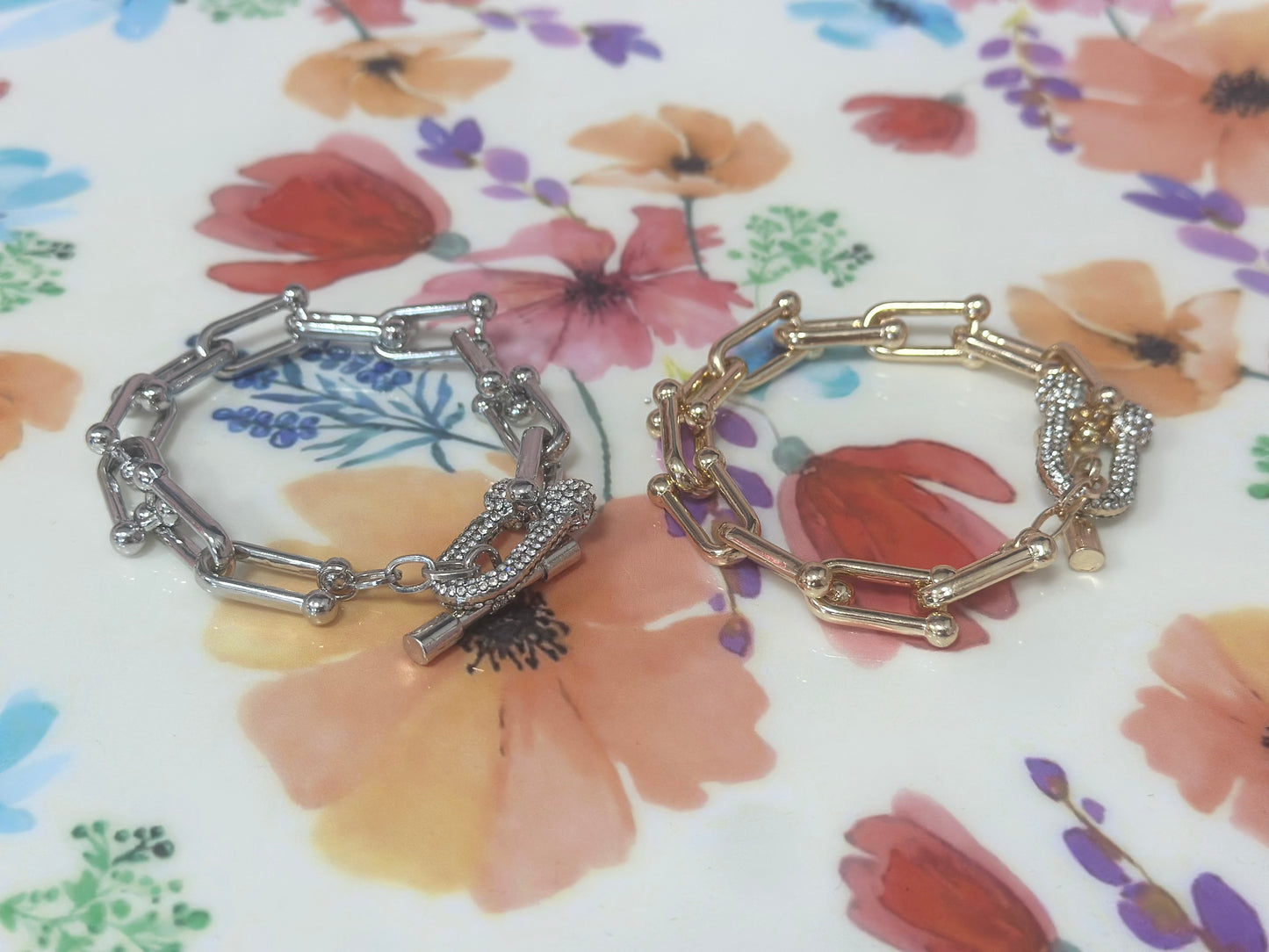 Horsebit Toggle Clasp Bracelet ( Silver and Gold)