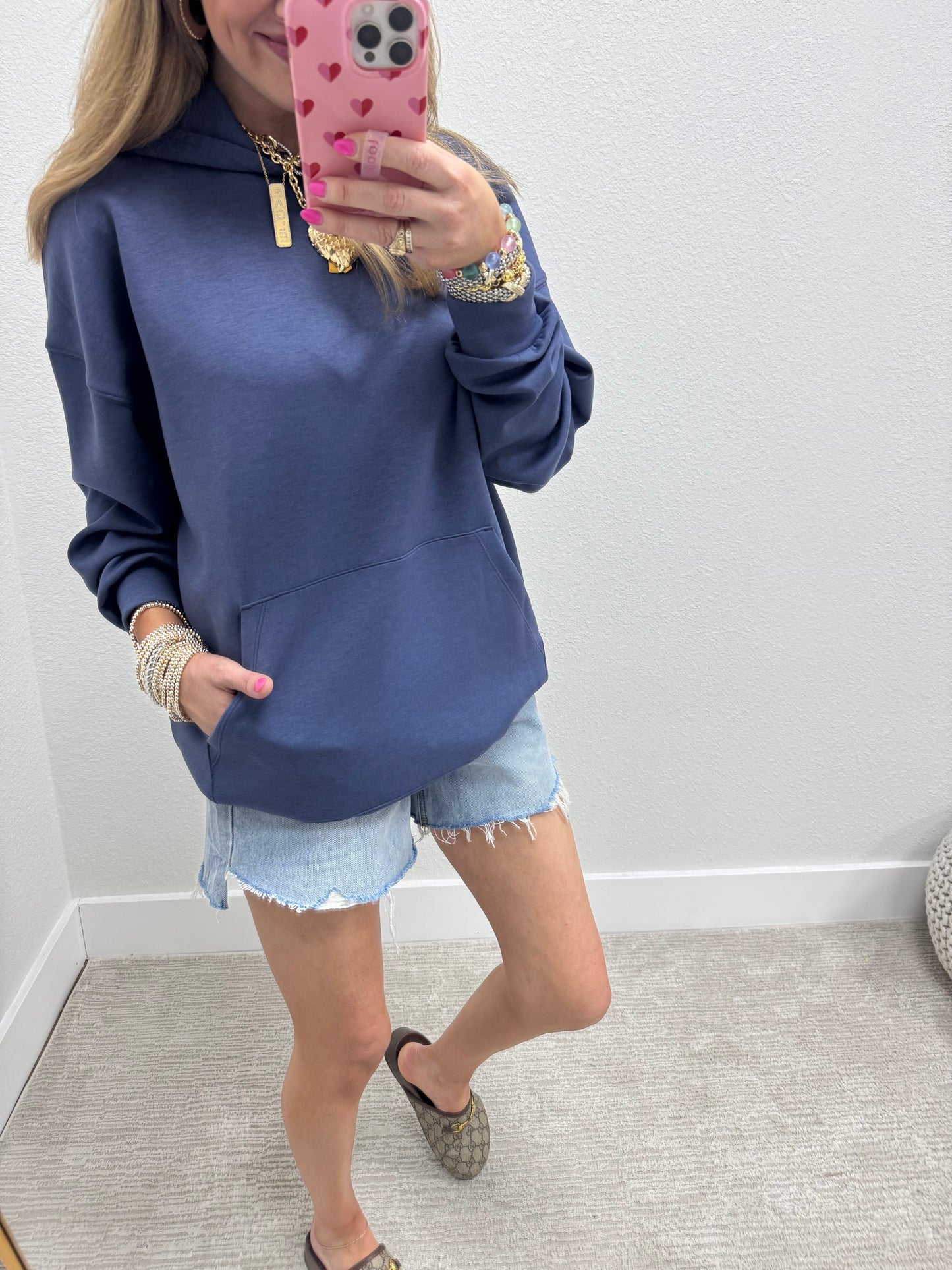Blue Indigo Scuba Pullover with Kangaroo Pocket FS