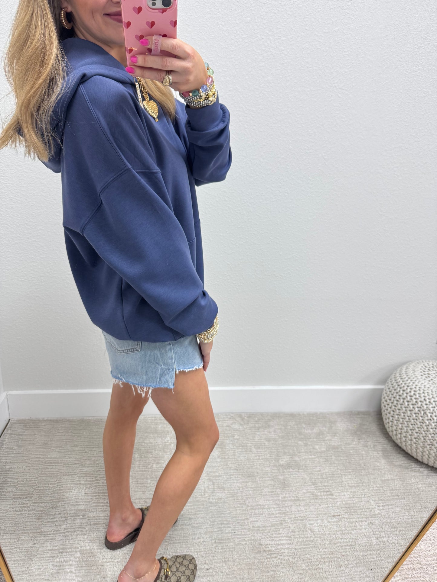 Blue Indigo Scuba Pullover with Kangaroo Pocket FS