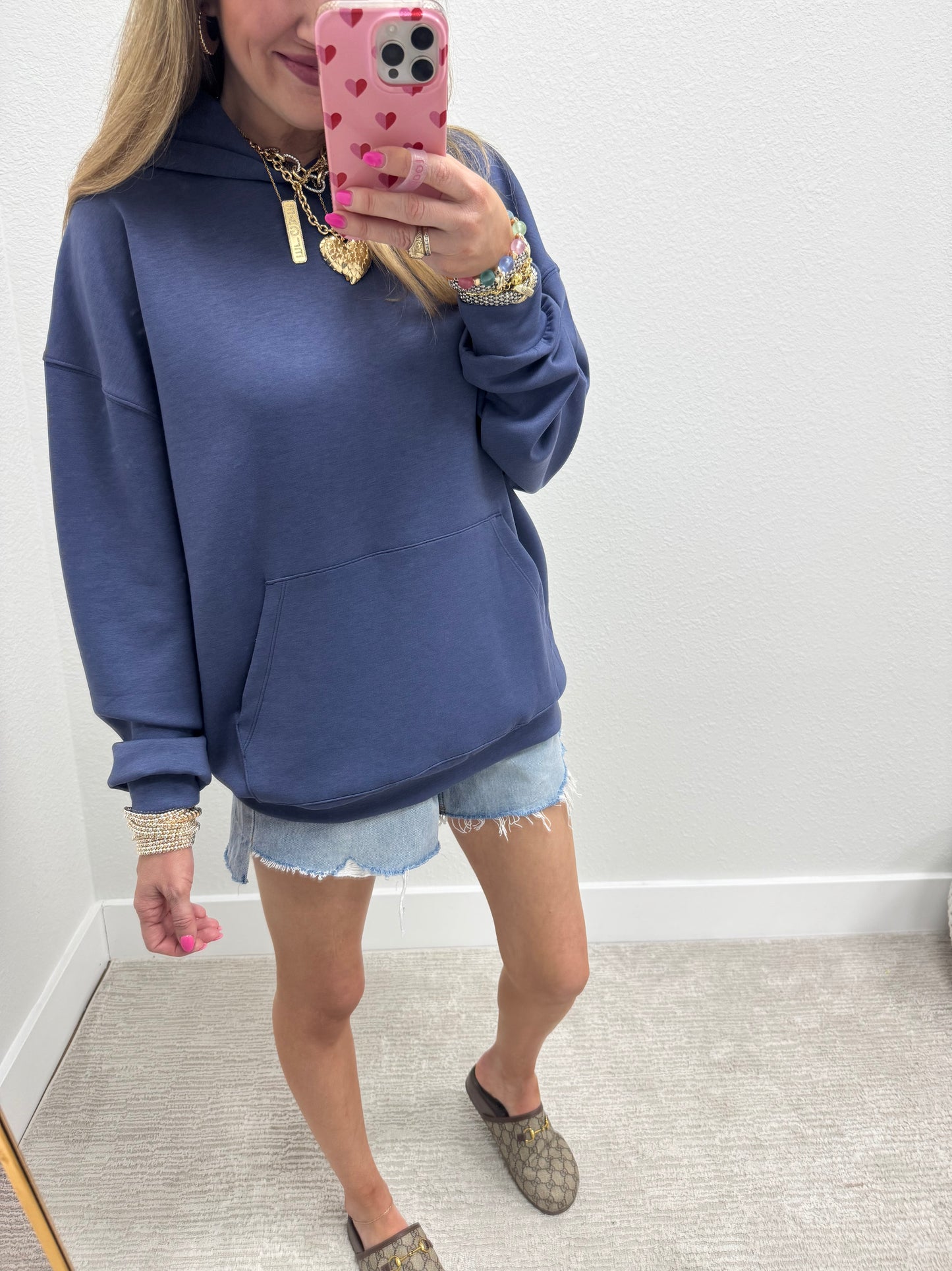 Blue Indigo Scuba Pullover with Kangaroo Pocket FS