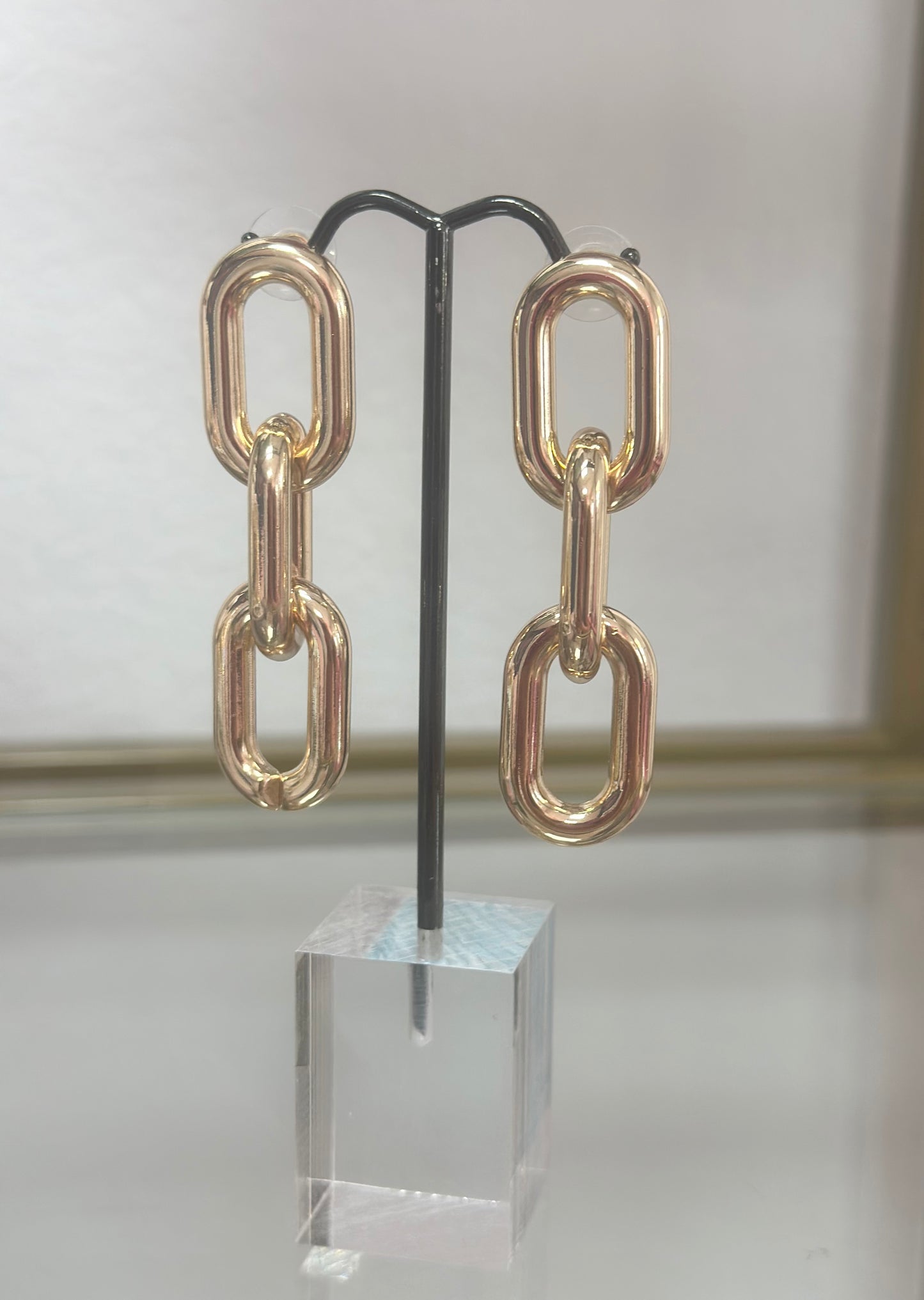 Three Link Gold Earrings FS