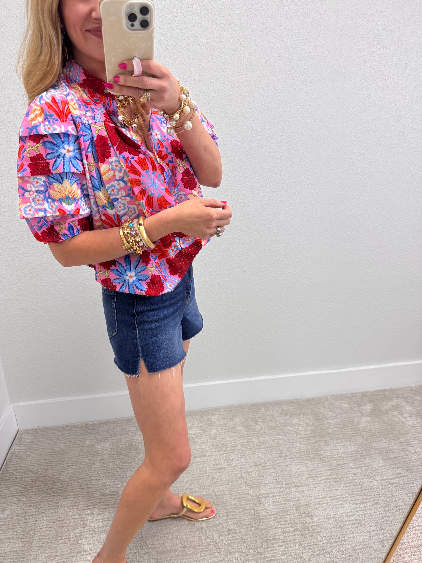 Dark Wash Vervet High Rise Side Slit A Line Denim Shorts