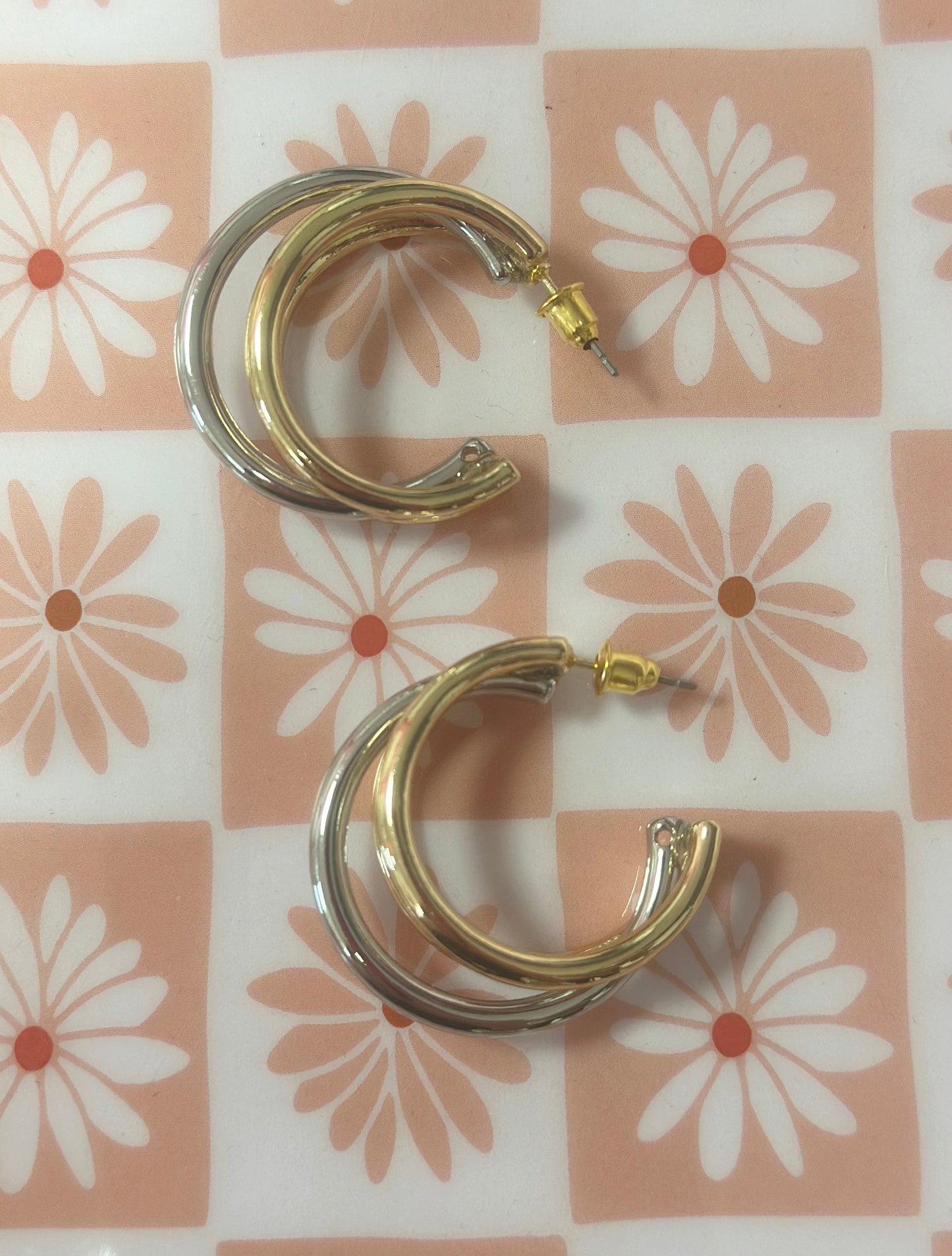 Mixed Metal Triple Hoop