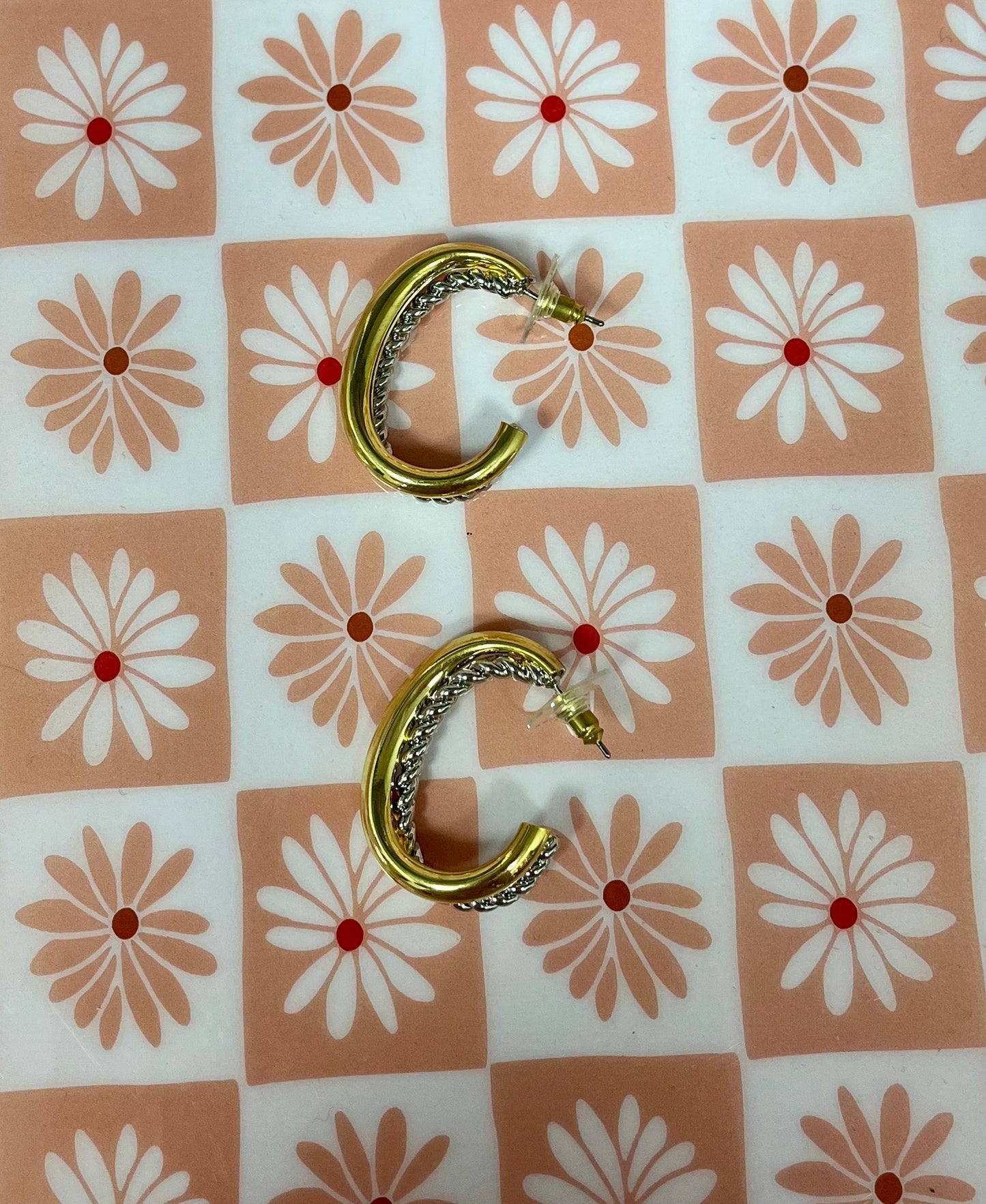 Double Hoop Earring Mixed Metal FS