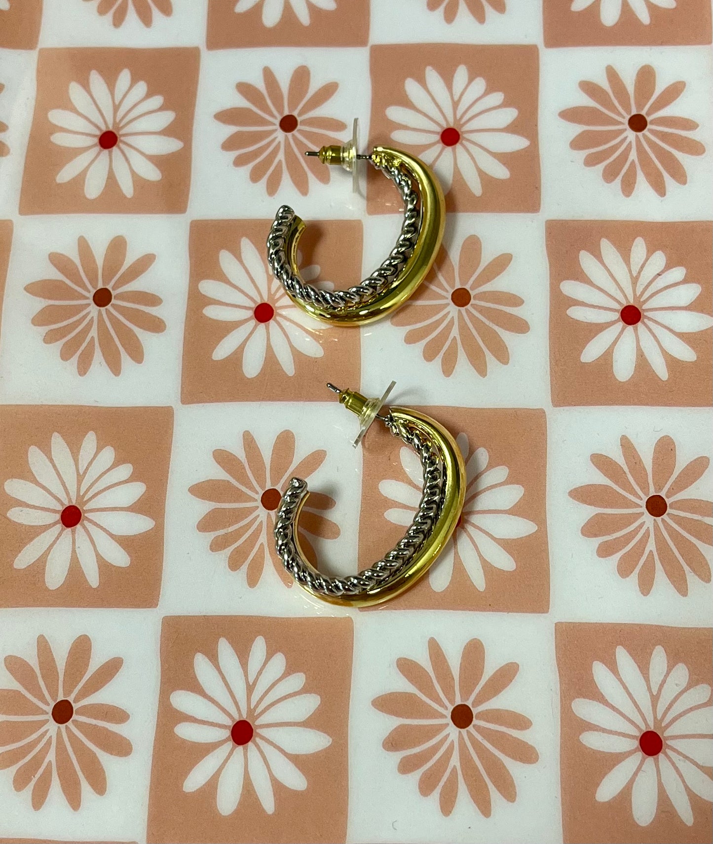 Double Hoop Earring Mixed Metal FS