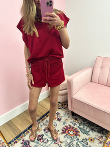 Red Two Piece Short Set