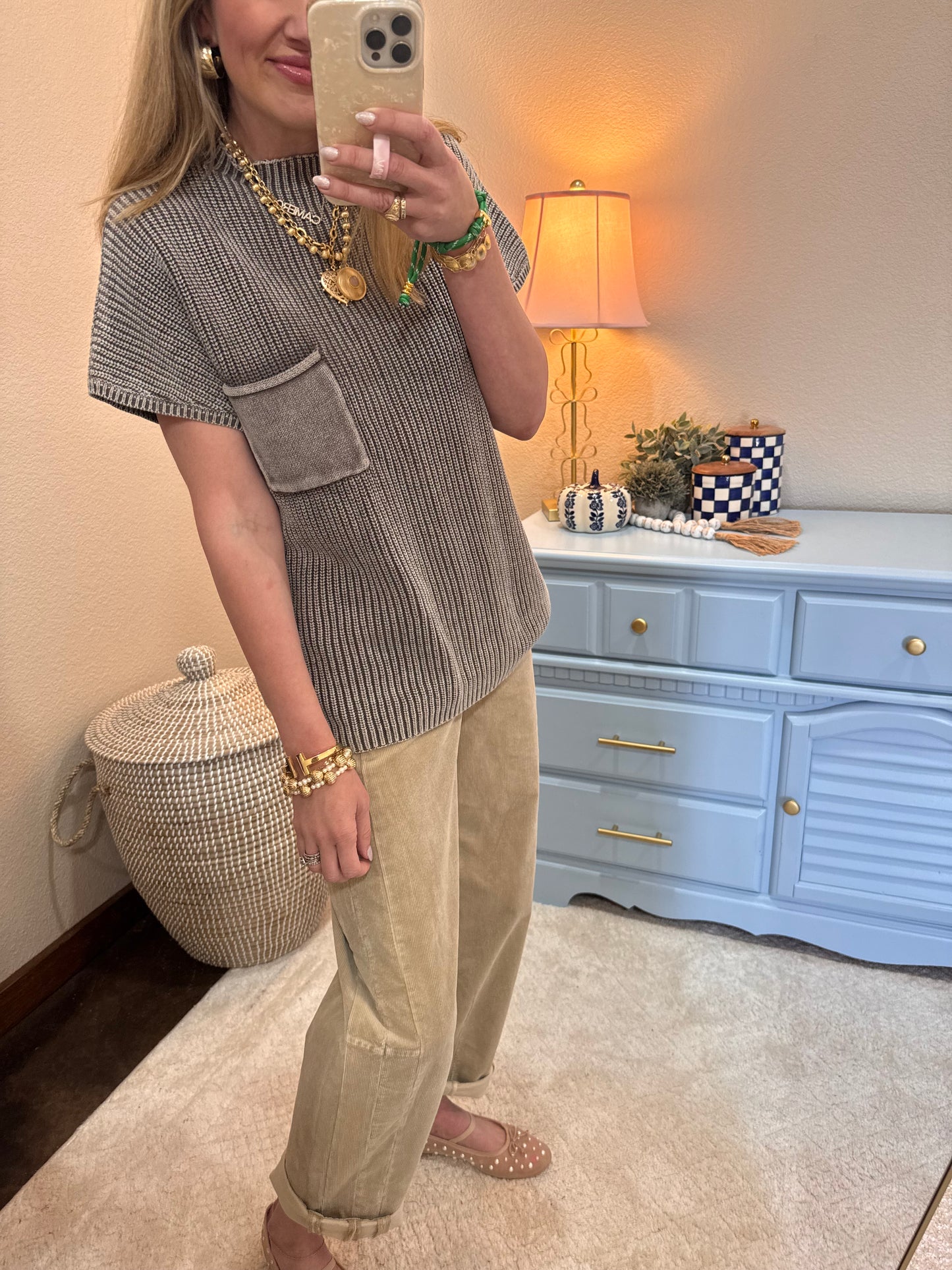 Risen Tan Barrel Corduroy Pants