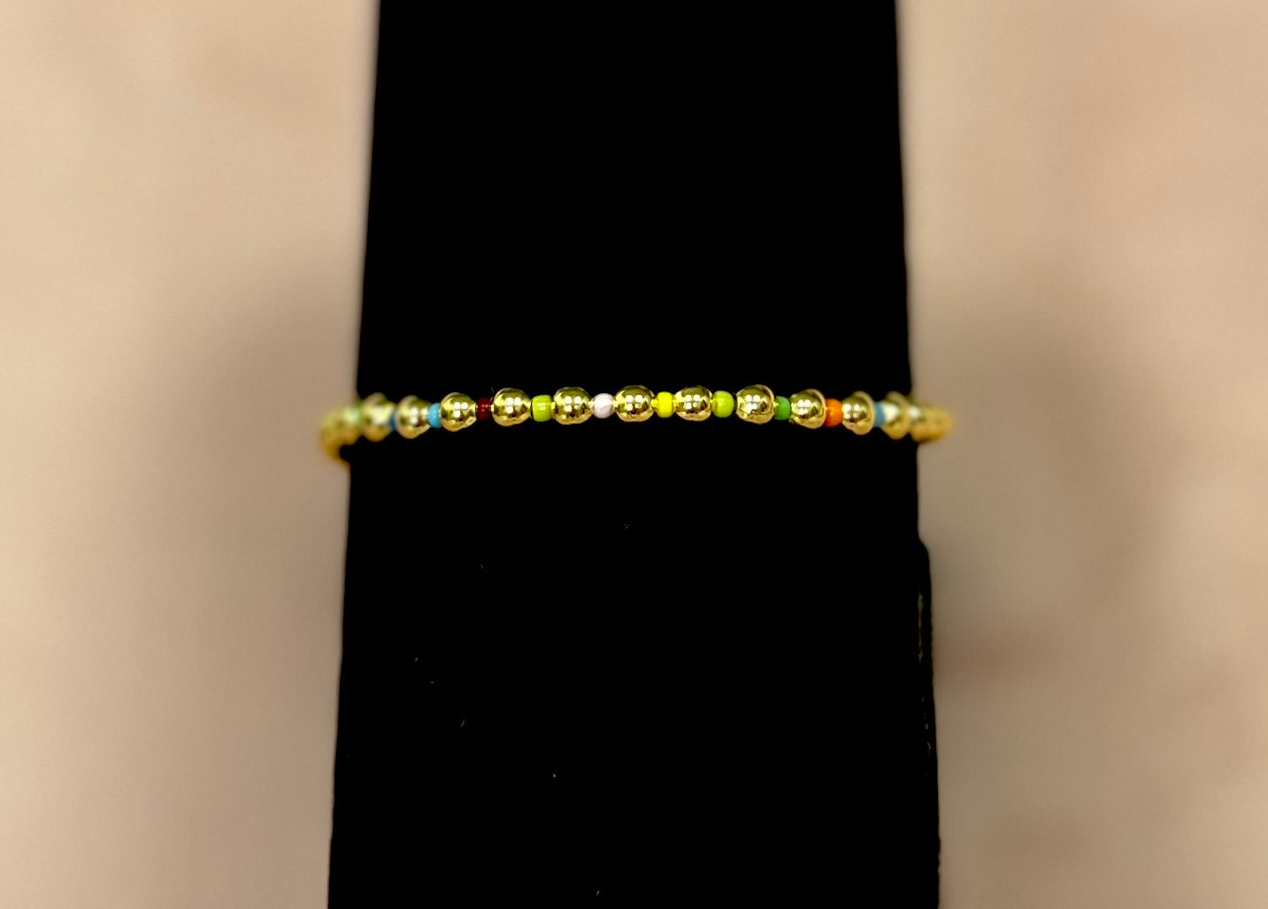 Muliti Colored & Gold Mini Bead Necklace and Bracelet Set