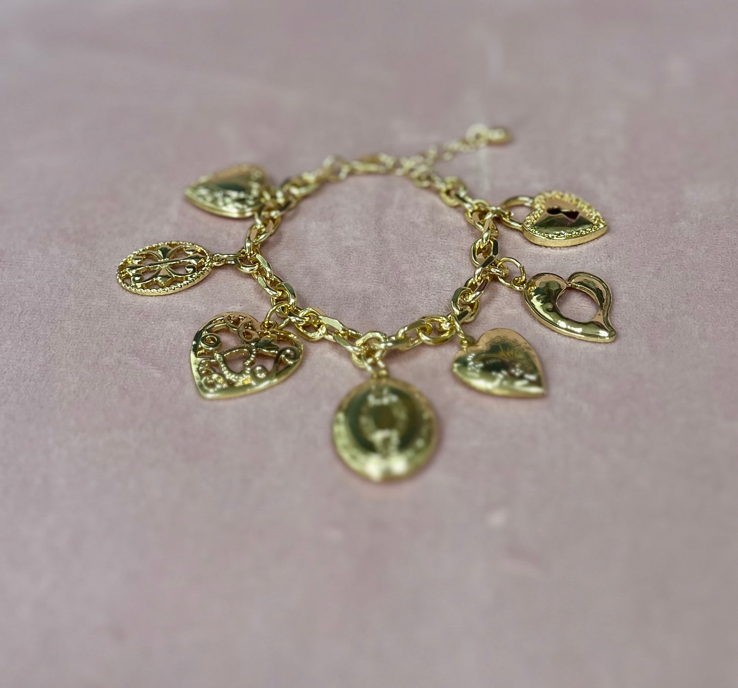 Gold Locket Charm Bracelet