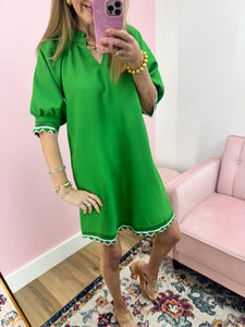 Kelly Green Scallop Banded Bottom Dress