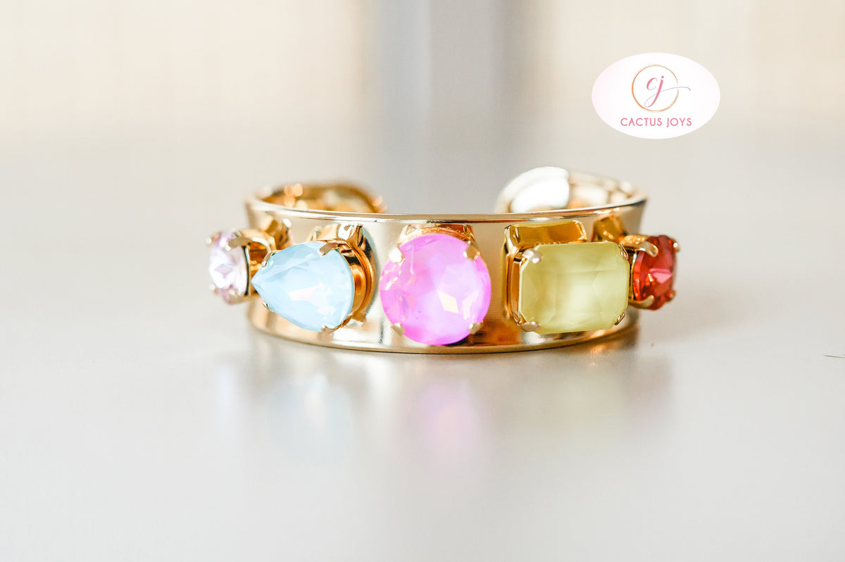 Large Multi Stone Cuff Bracelet