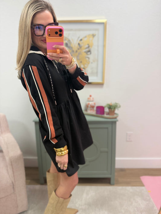 Black Detailed Sleeve Dress
