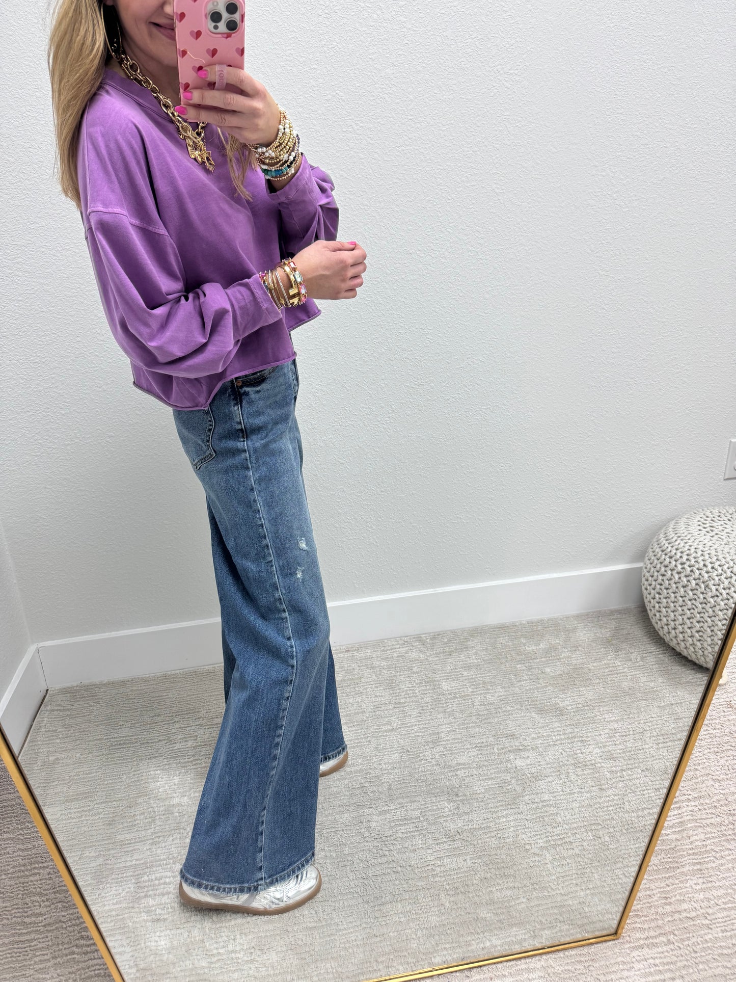 Plum Gather Sleeve Crop Long Sleeve
