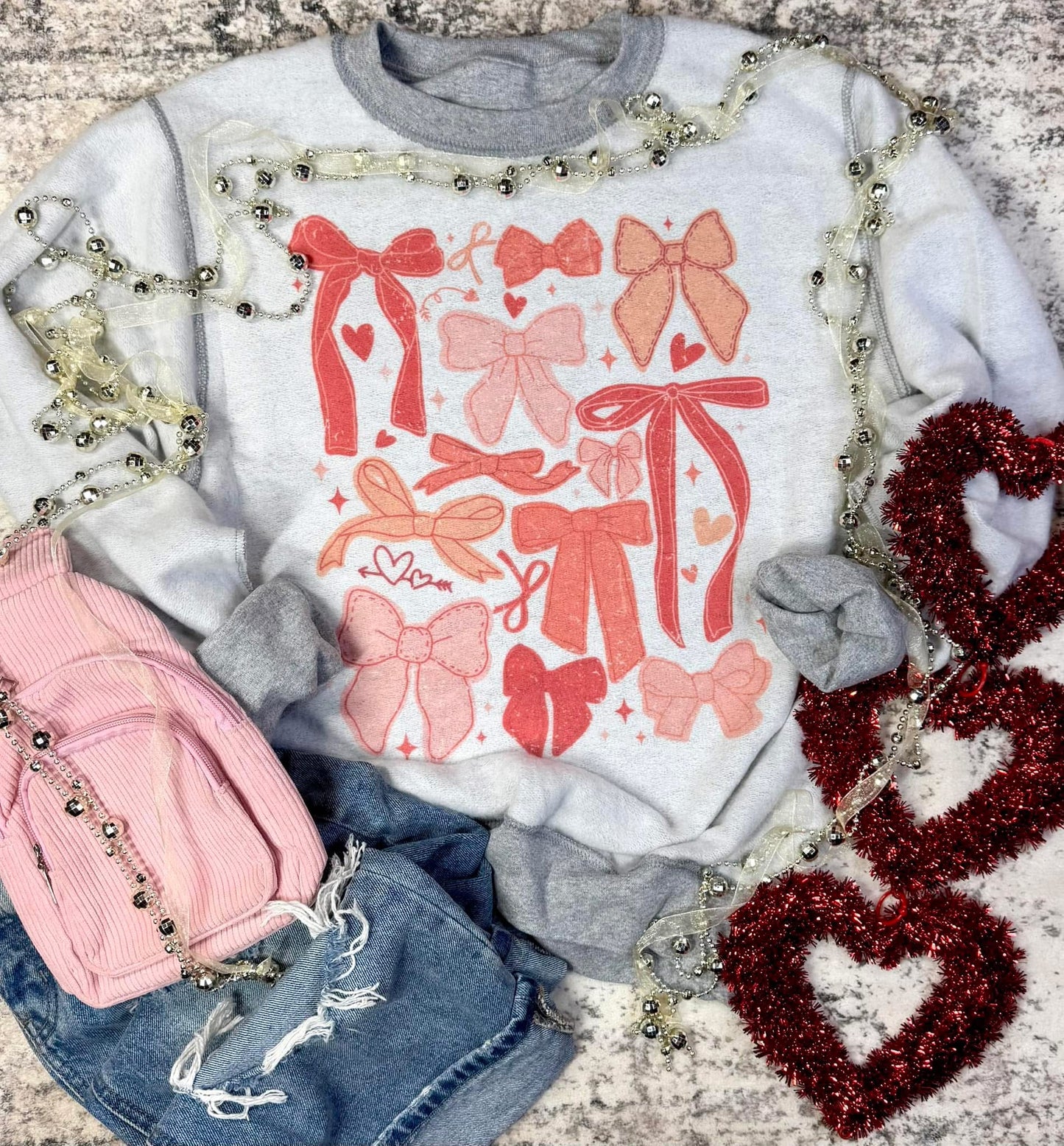 Vintage Inside Out Bow Print Sweatshirt FS
