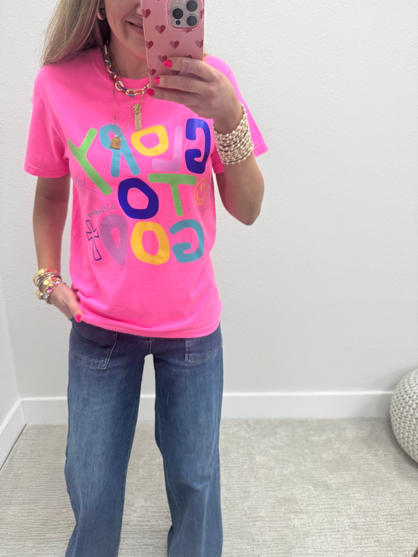 Neon Pink Glory To God Graphic FS