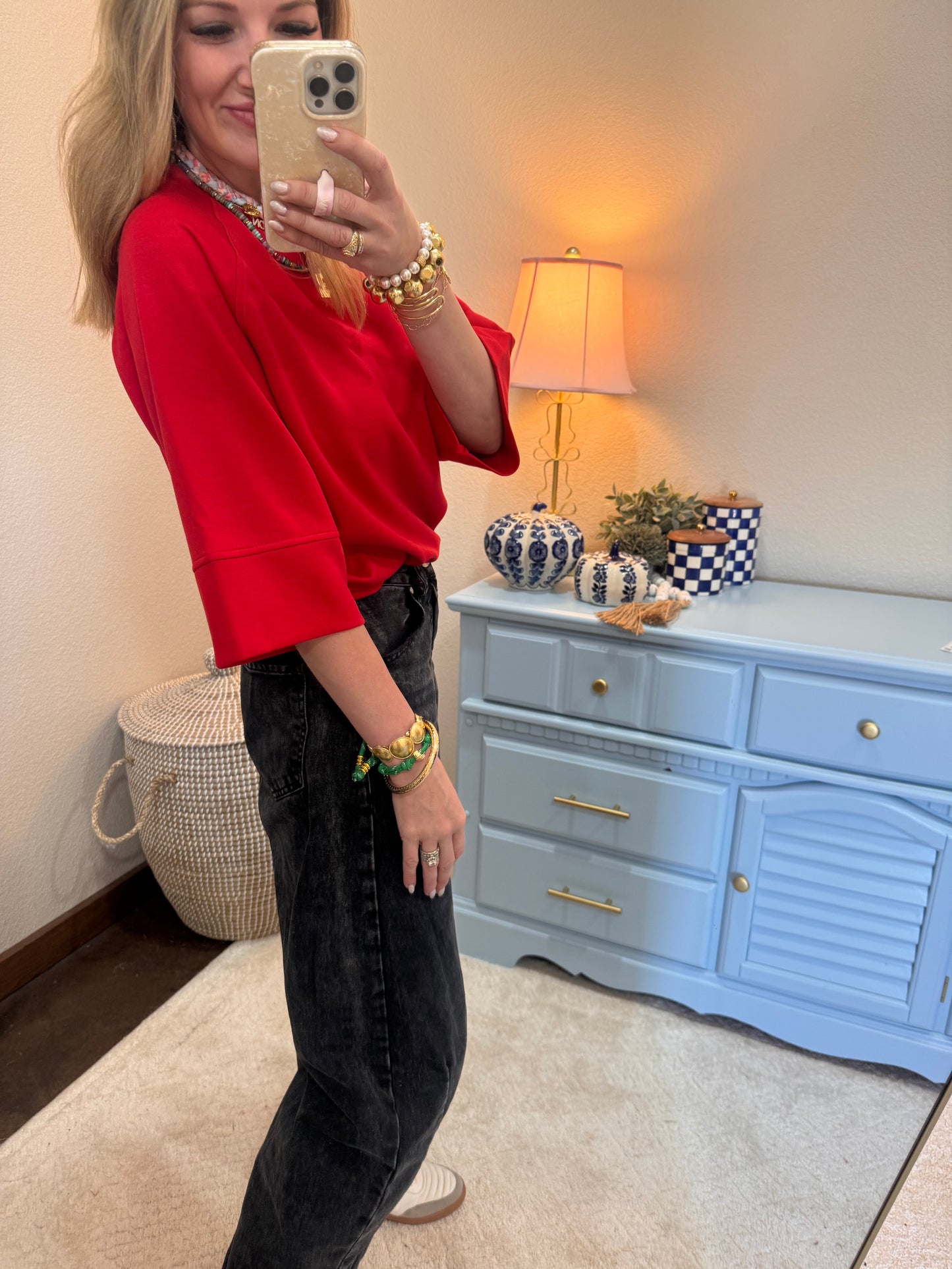 Ruby Scuba Half Sleeve Pullover Top
