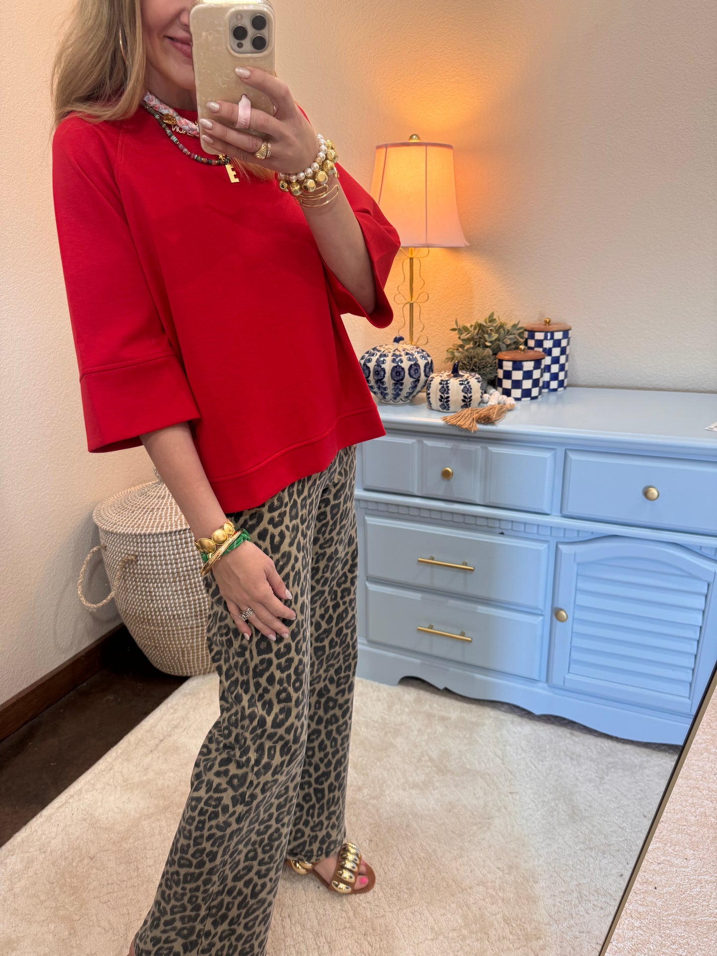 Ruby Scuba Half Sleeve Pullover Top
