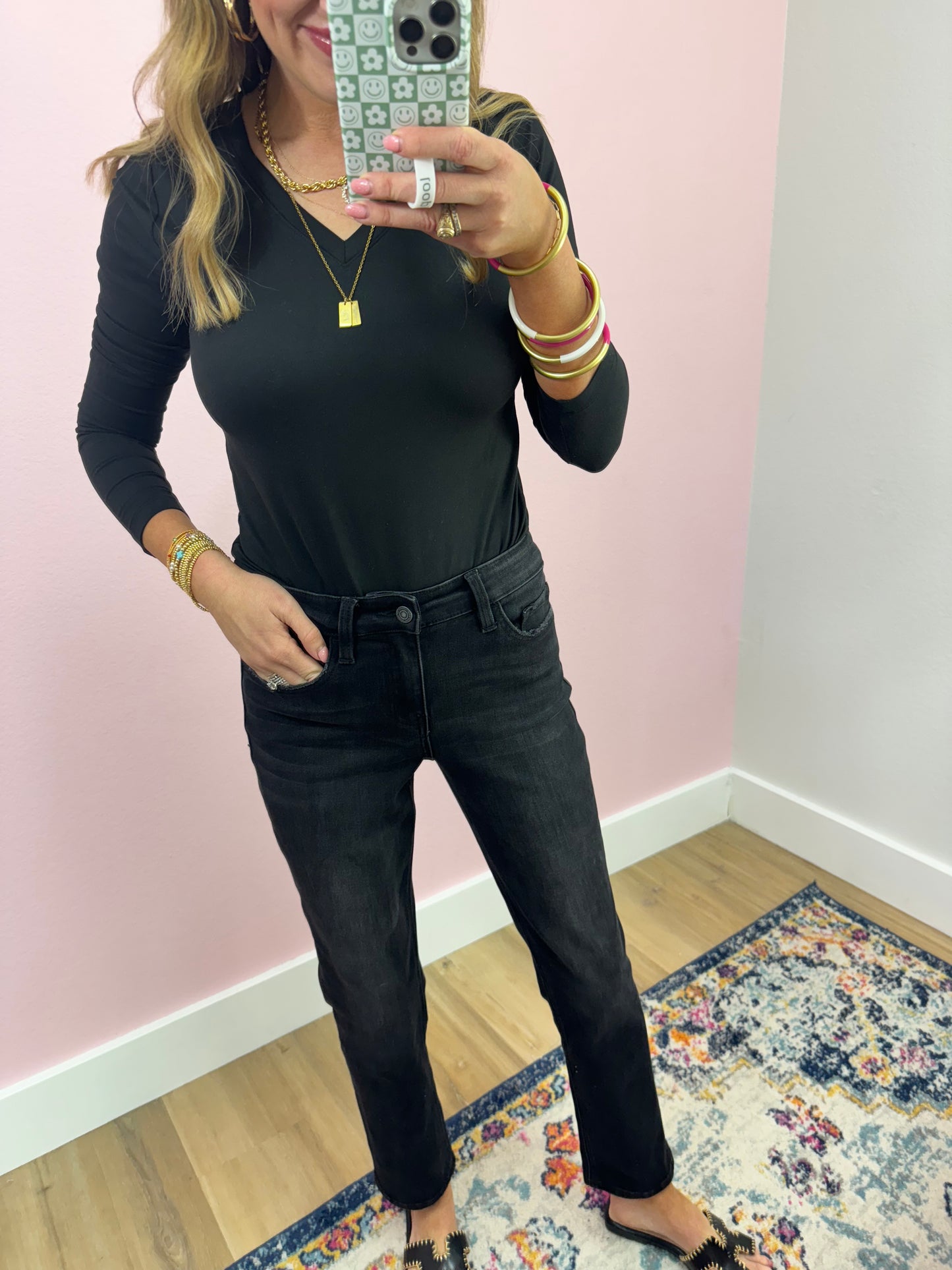 Microfiber Vneck Long Sleeve (black and white!)