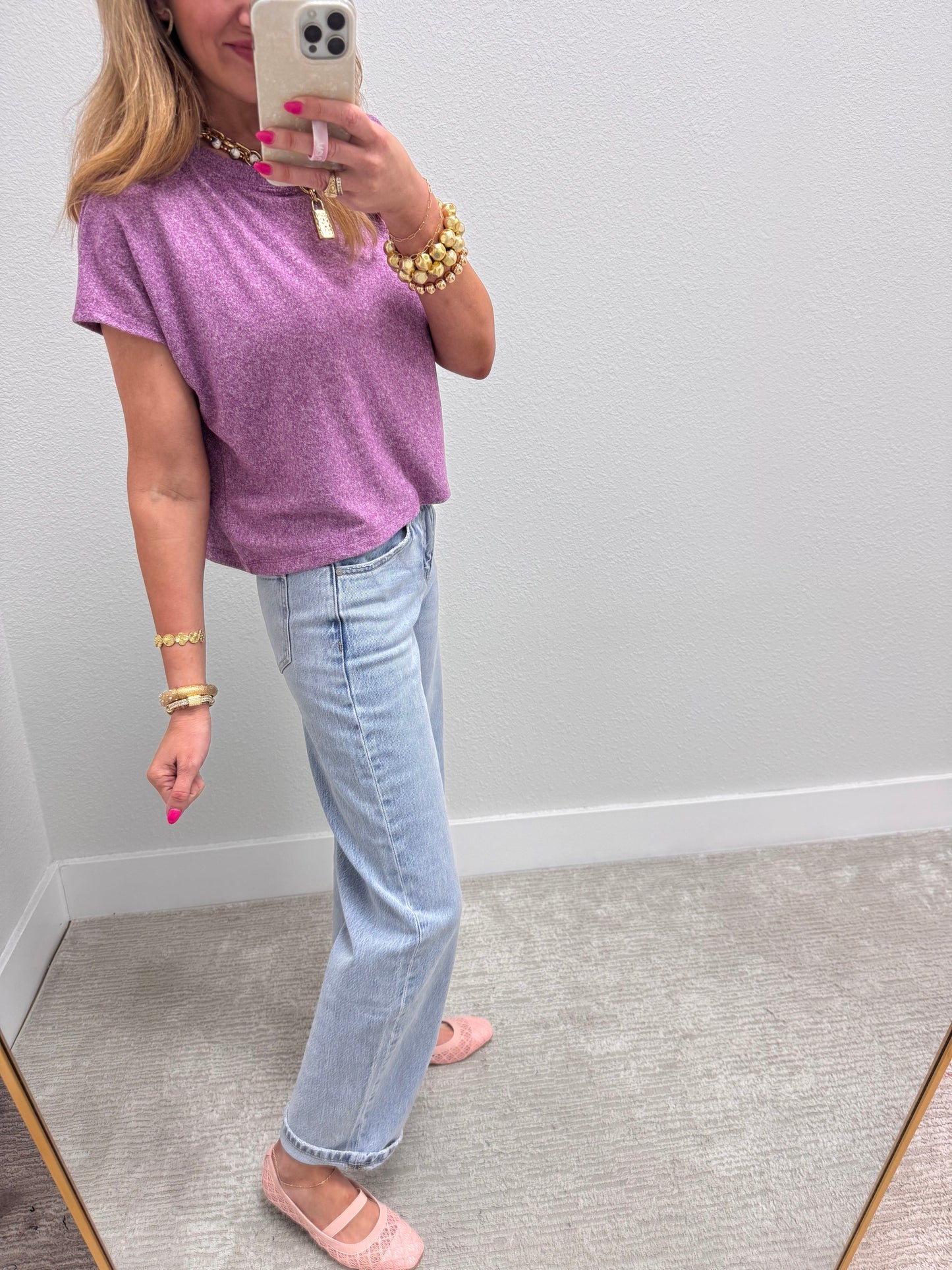 Purple Melagne Crop Short Sleeve