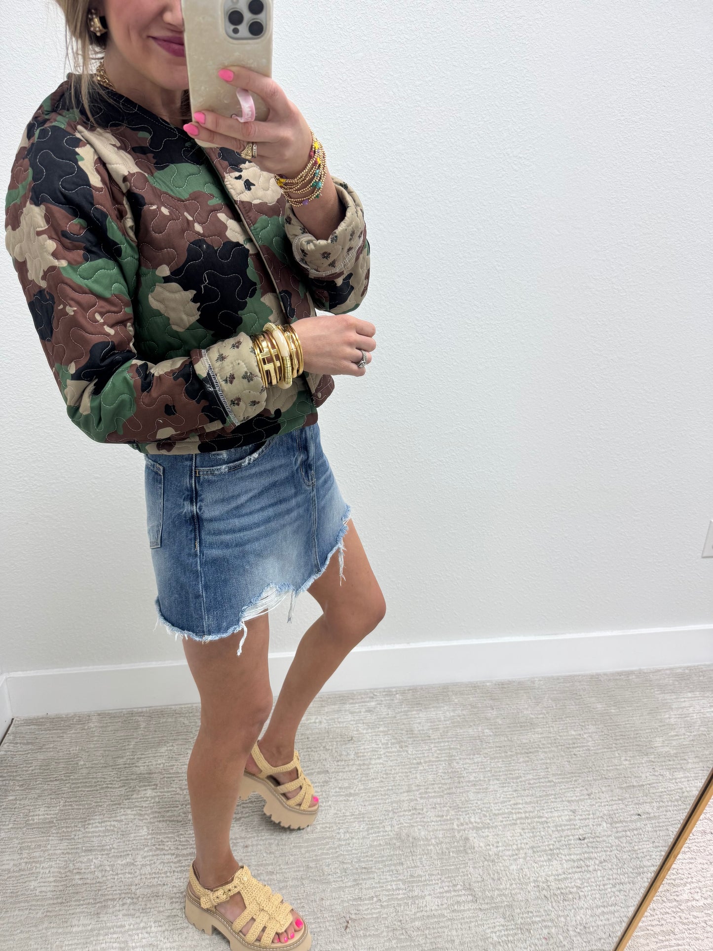Ida Mae Cheyenne Camo Quilted Cropped Jacket