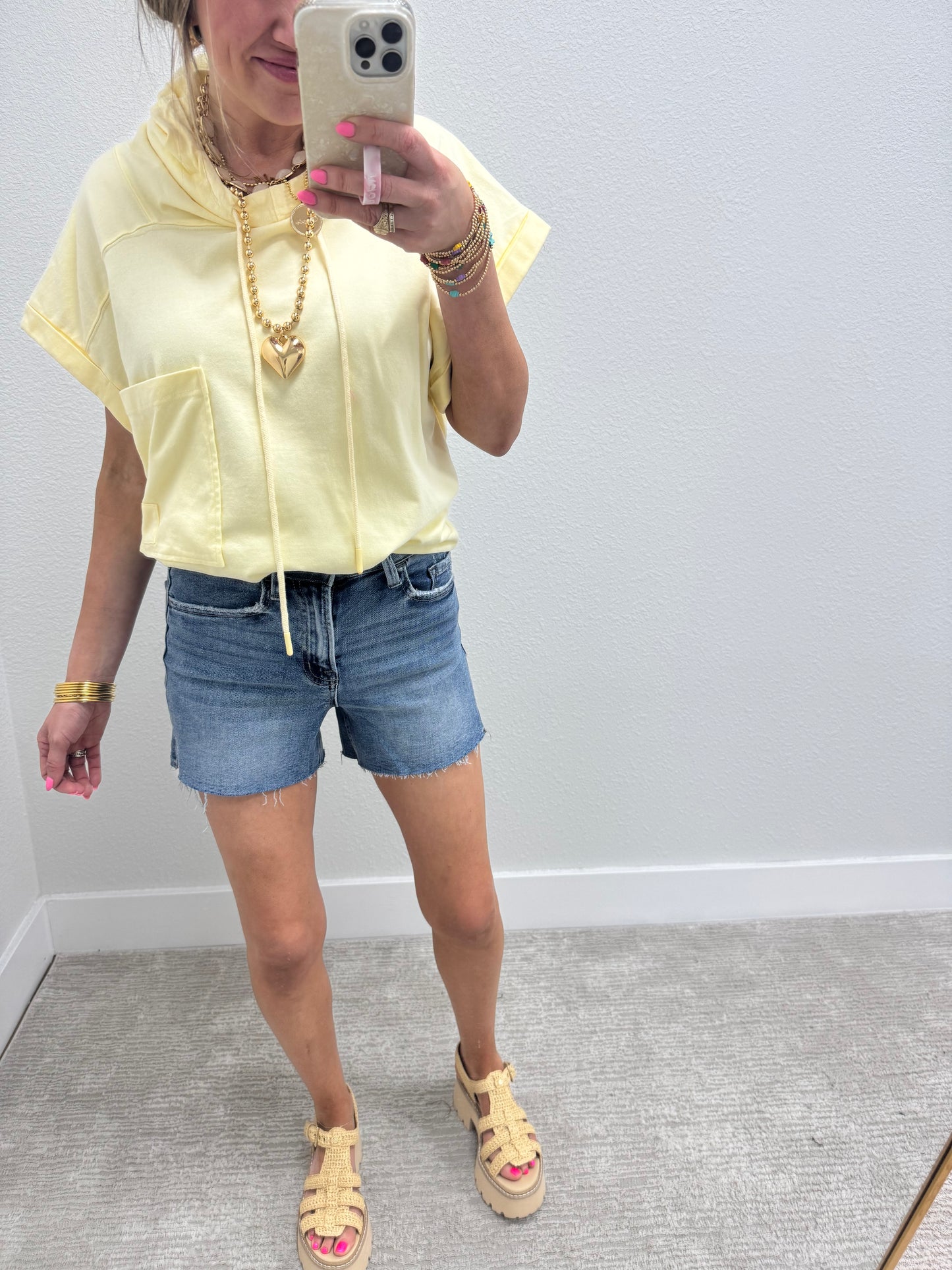 Light Wash Vervet High Rise Side Slit A Line Denim Shorts