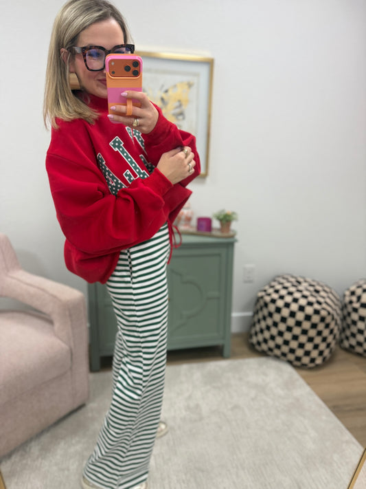 Red & Green Colored Stripe Pants