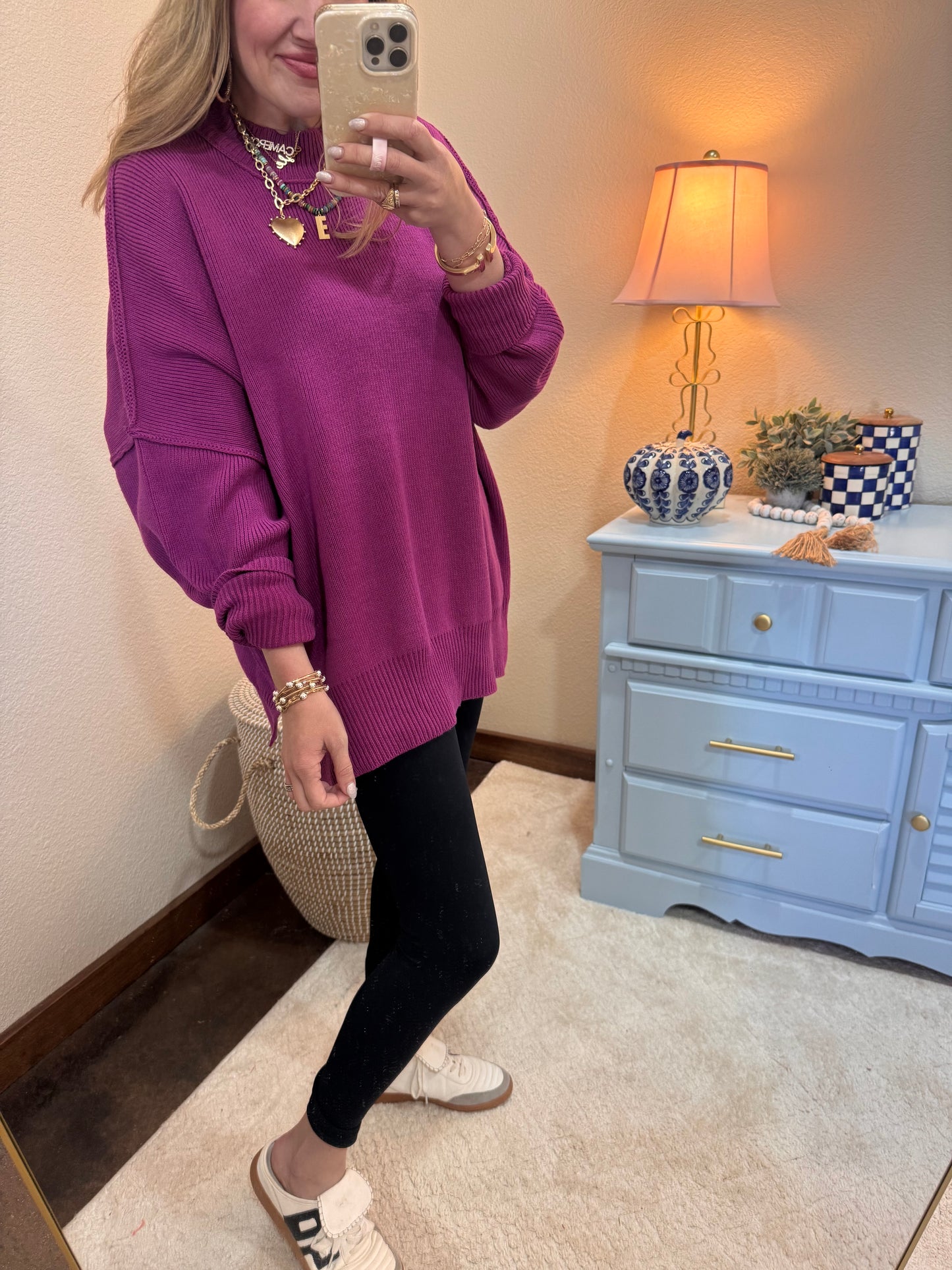 Lt. Plum Mock Neck Sweater