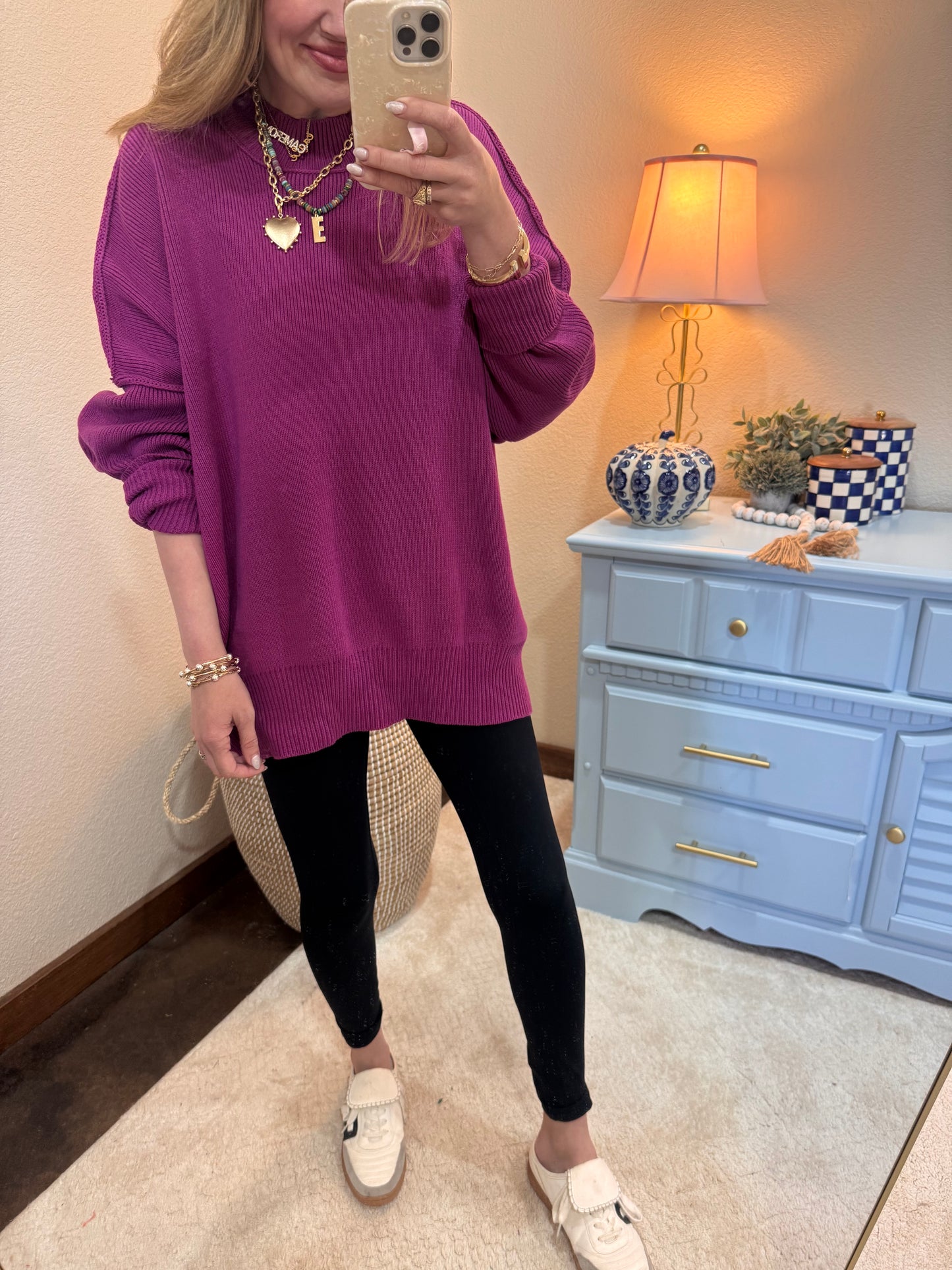 Lt. Plum Mock Neck Sweater