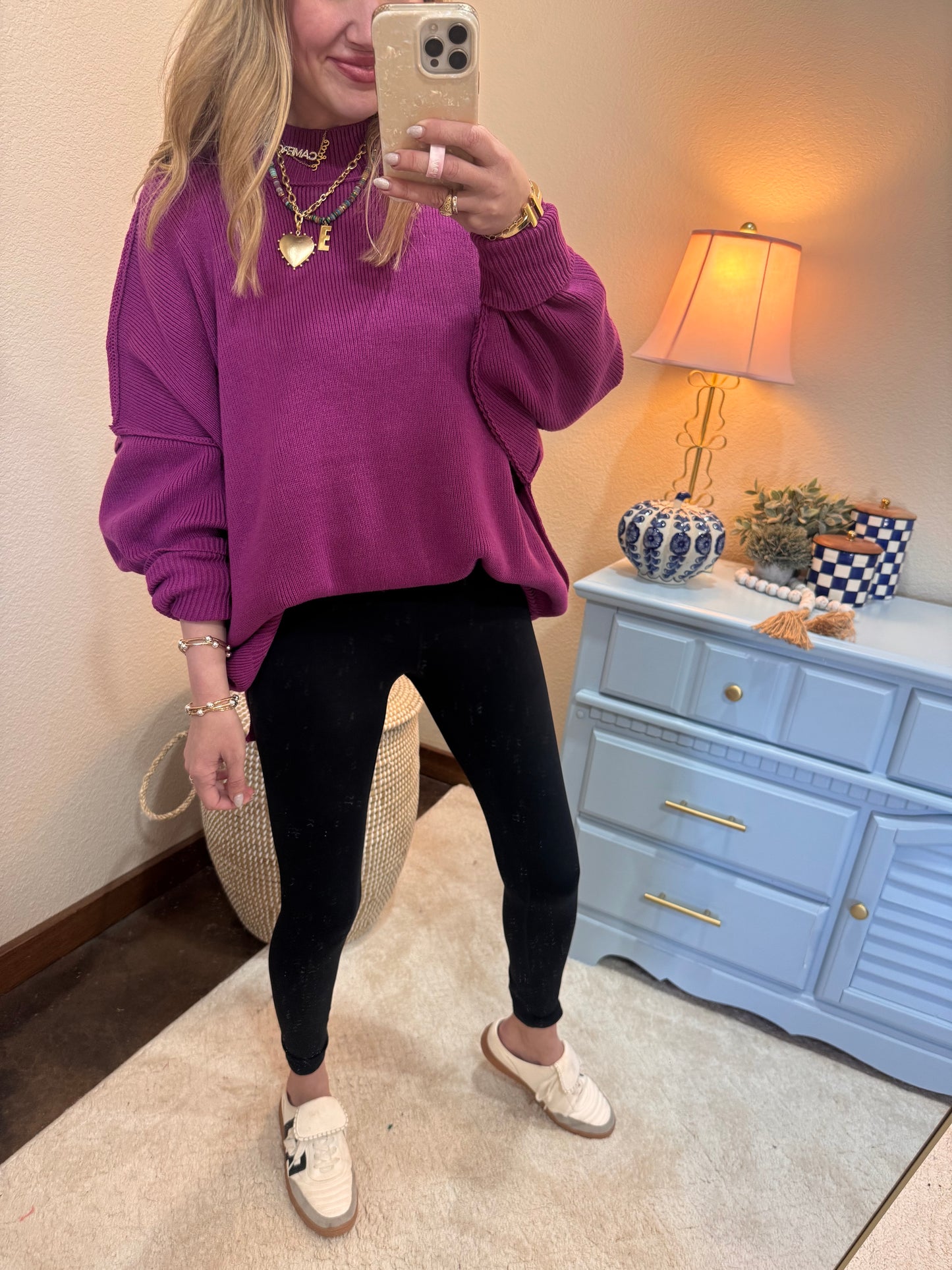 Lt. Plum Mock Neck Sweater
