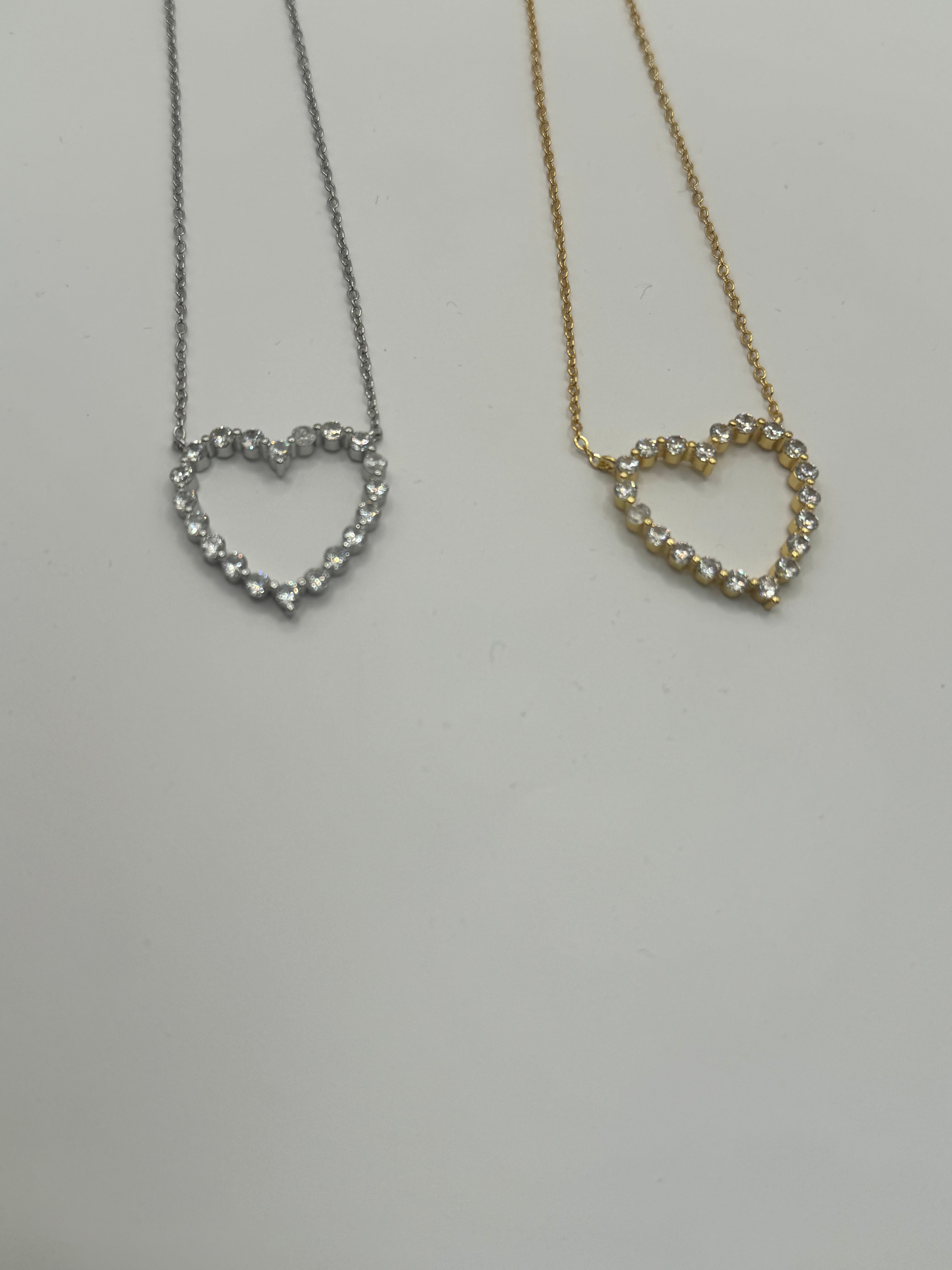 Diamond Heart Necklace (Silver and Gold!)