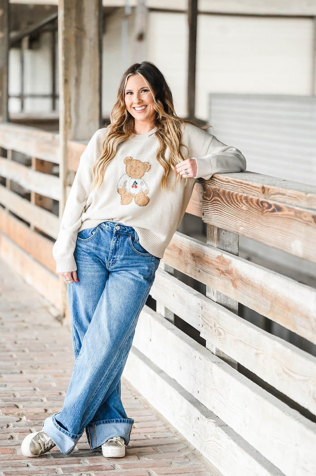 Heather Welper Collection- Cream Teddy Bear Sweater FS