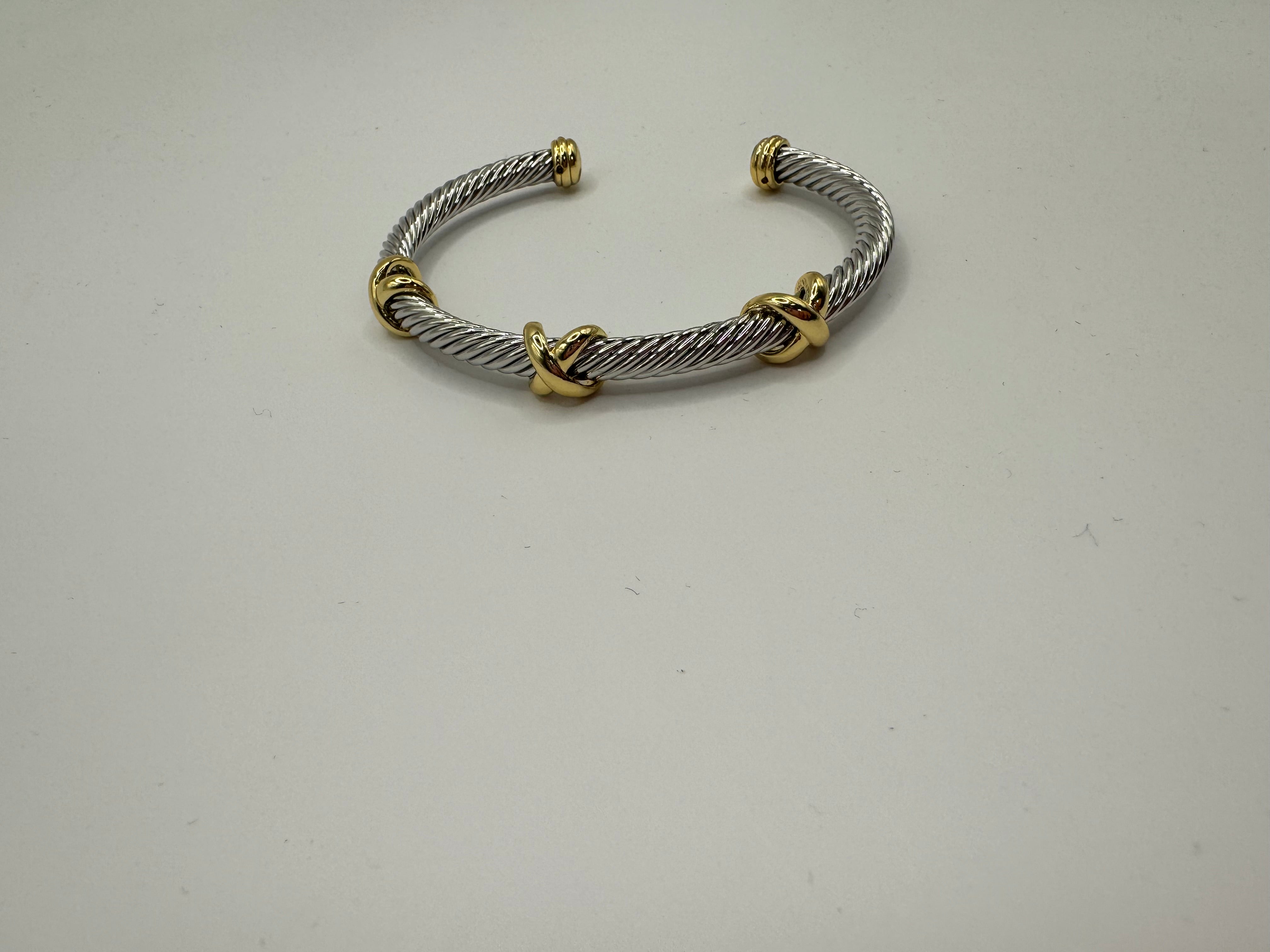 Silver and Gold Triple X Bracelet