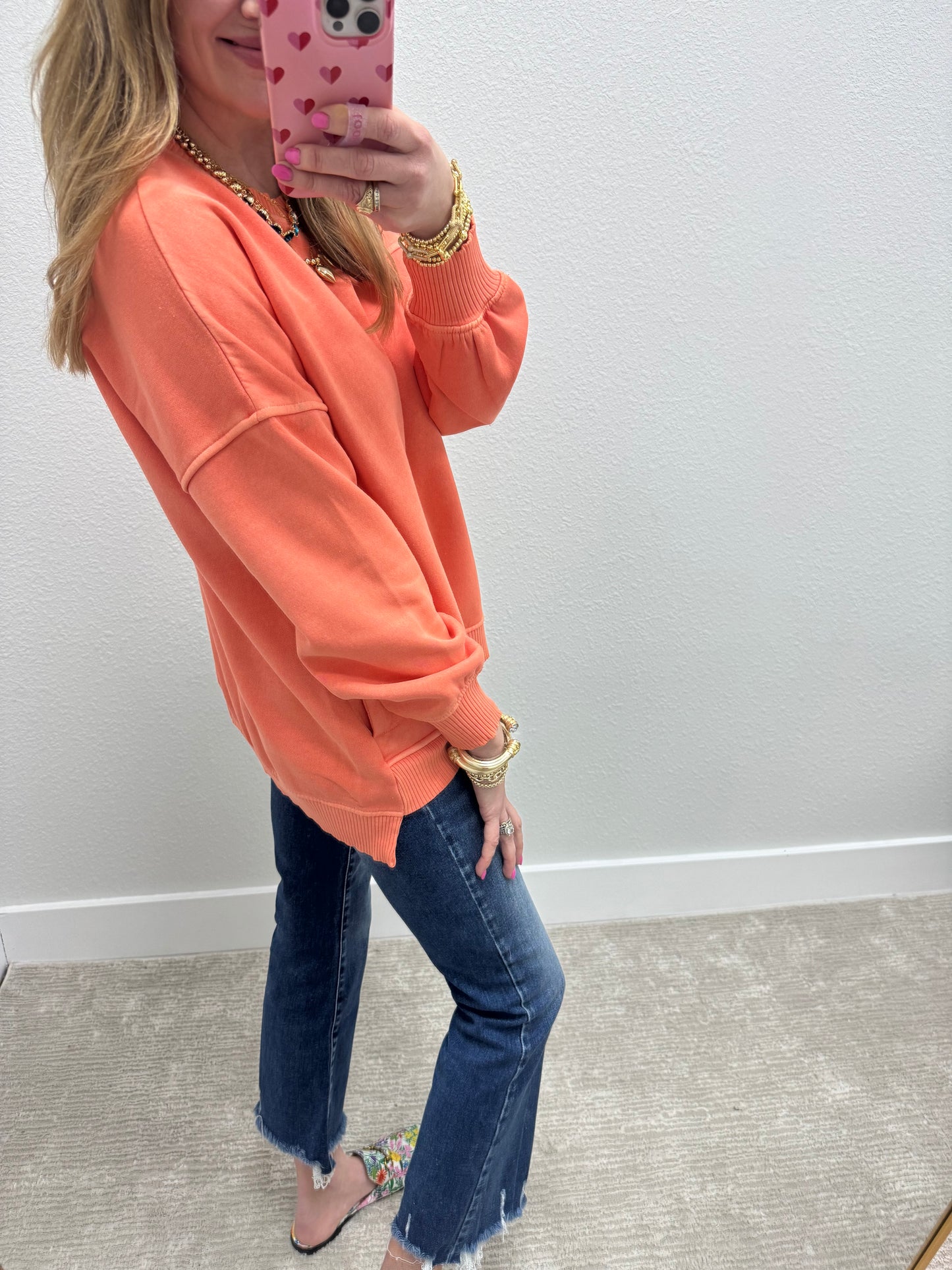 Coral Pocket Pullover