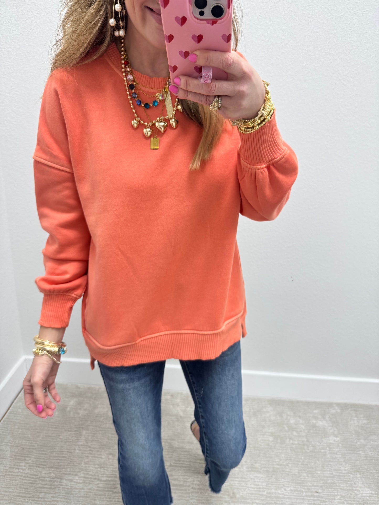 Coral Pocket Pullover