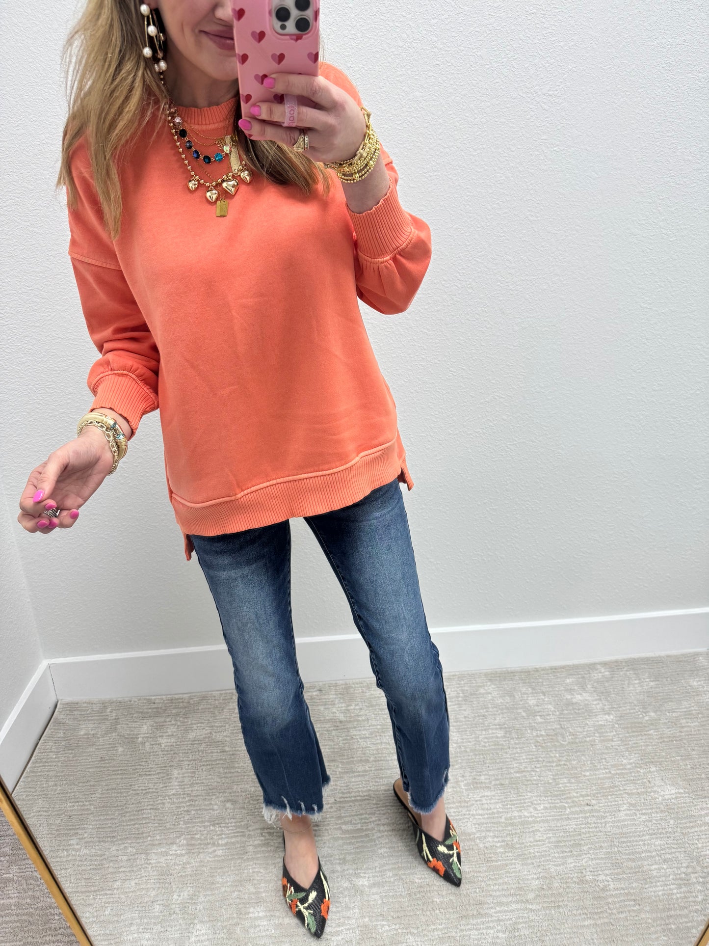 Coral Pocket Pullover
