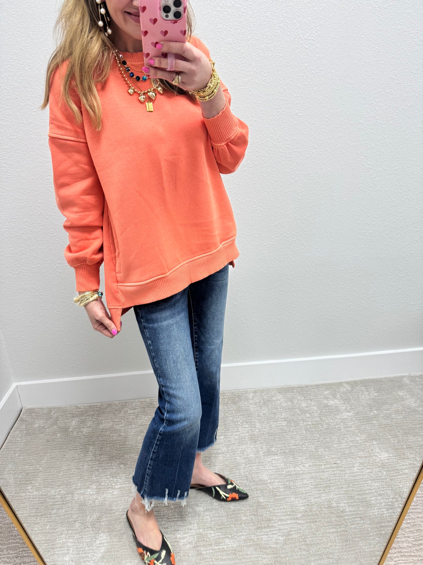 Coral Pocket Pullover