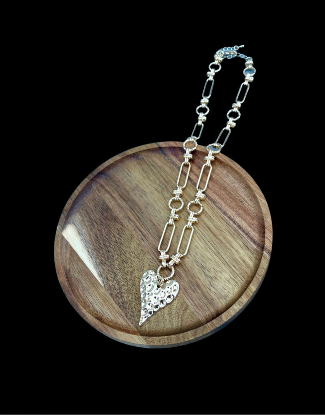 Gold Hammered Heart Necklace