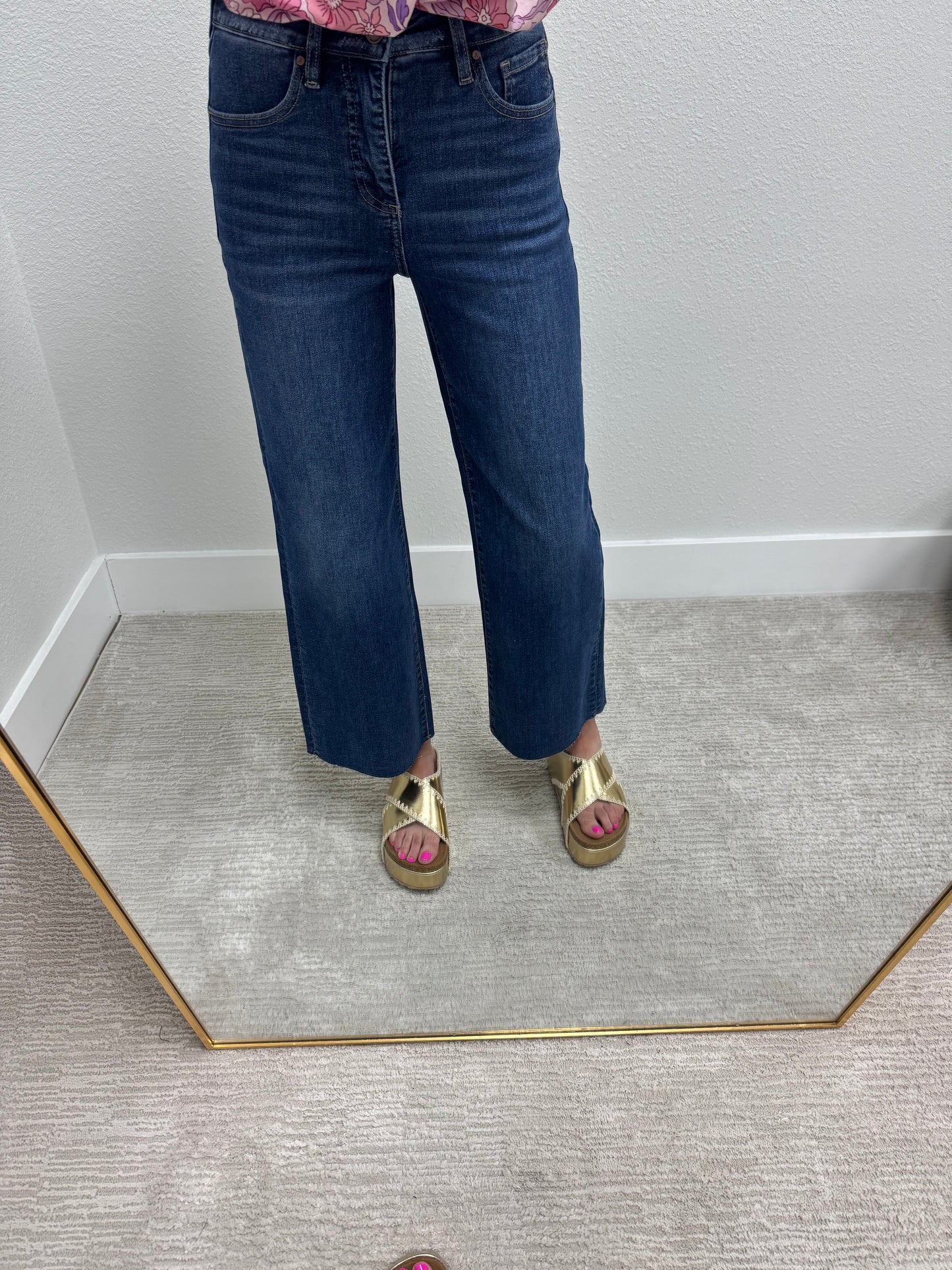 Risen Tummy Control Crop Wide Leg Jeans