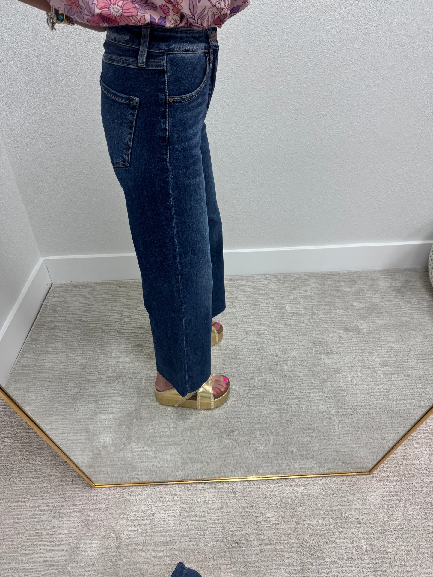 Risen Tummy Control Crop Wide Leg Jeans