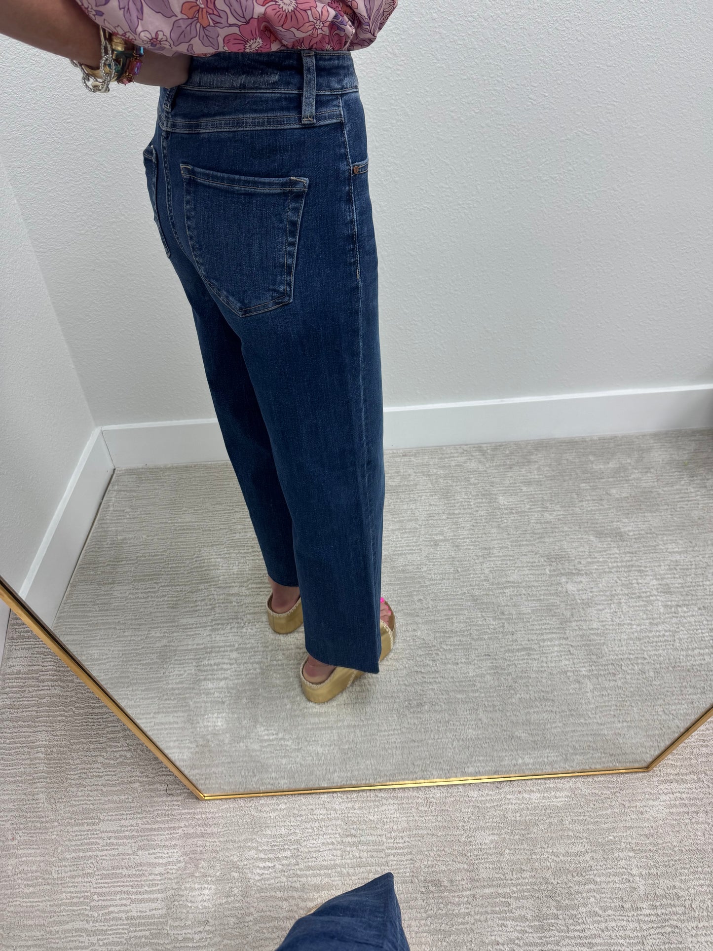 Risen Tummy Control Crop Wide Leg Jeans