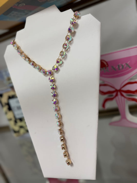 Crystal Y Drop 20” Necklace (4 colors)