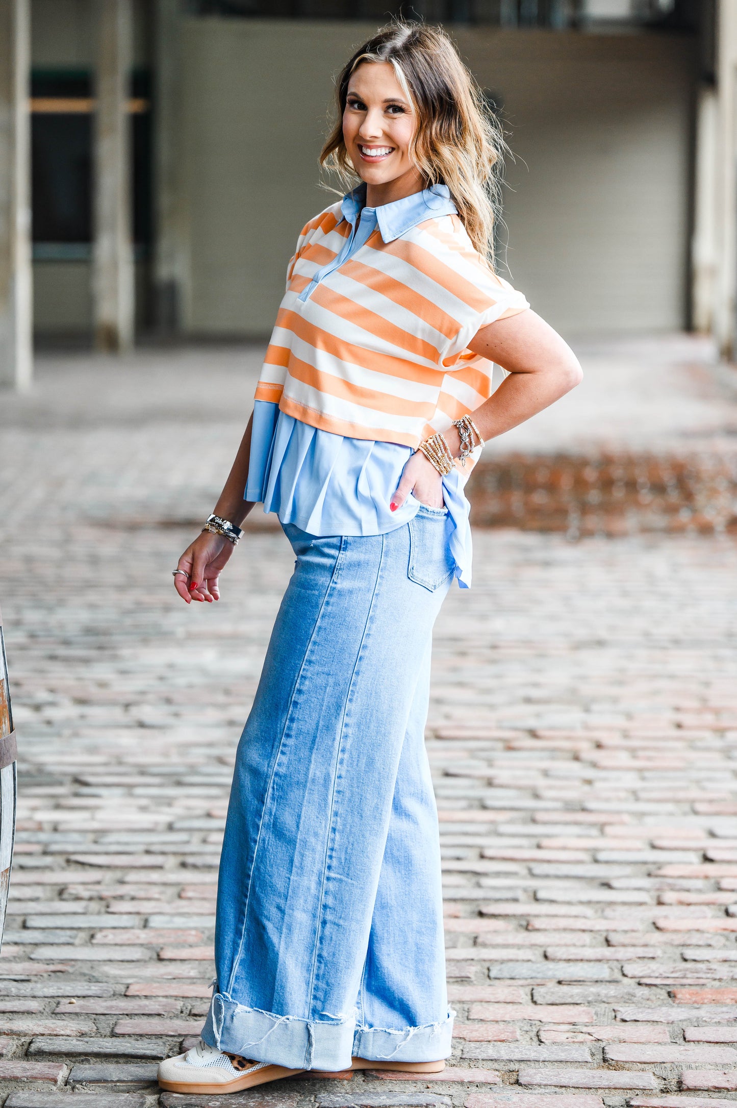 Heather Welper Collection- High Rise Extreme Wide Raw Hem Jean