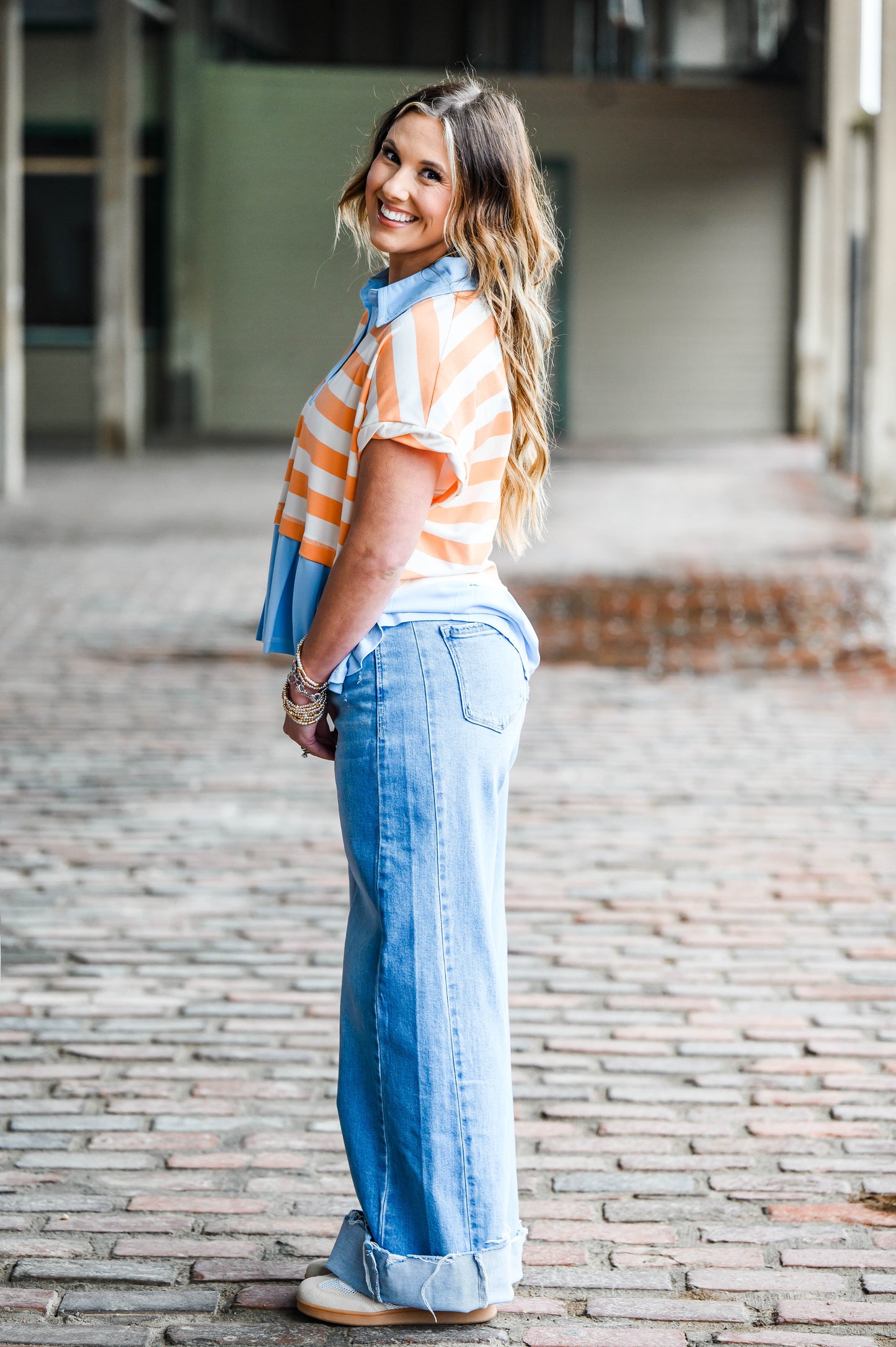 Heather Welper Collection- High Rise Extreme Wide Raw Hem Jean