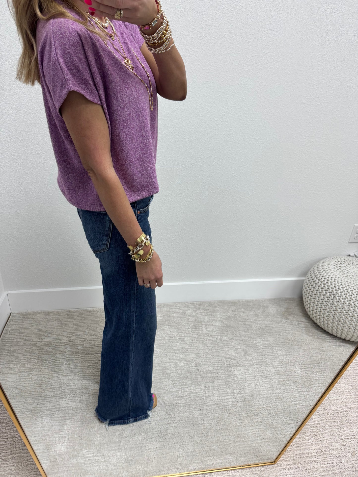 Light Plum Melange Super Soft Crop Short Sleeve