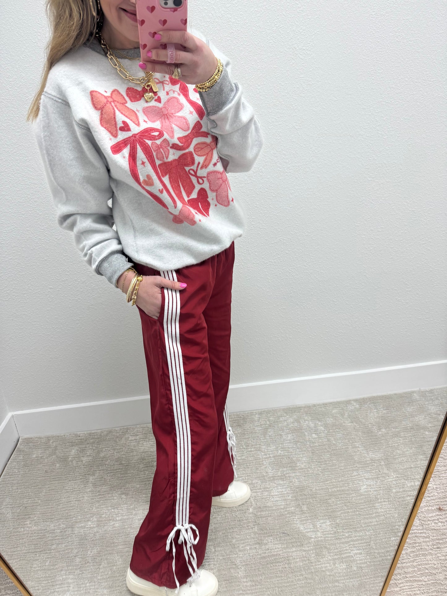 Vintage Red Stripe Tie Bottom Pants