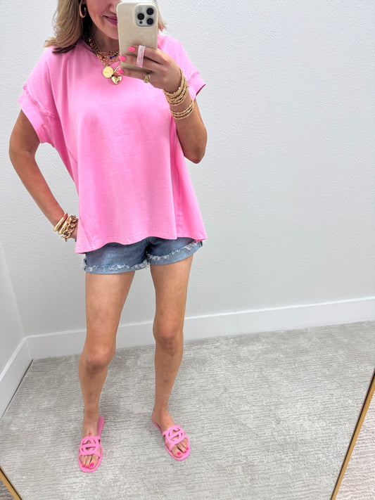 Pink Solid Interlocking Rubber Sandal